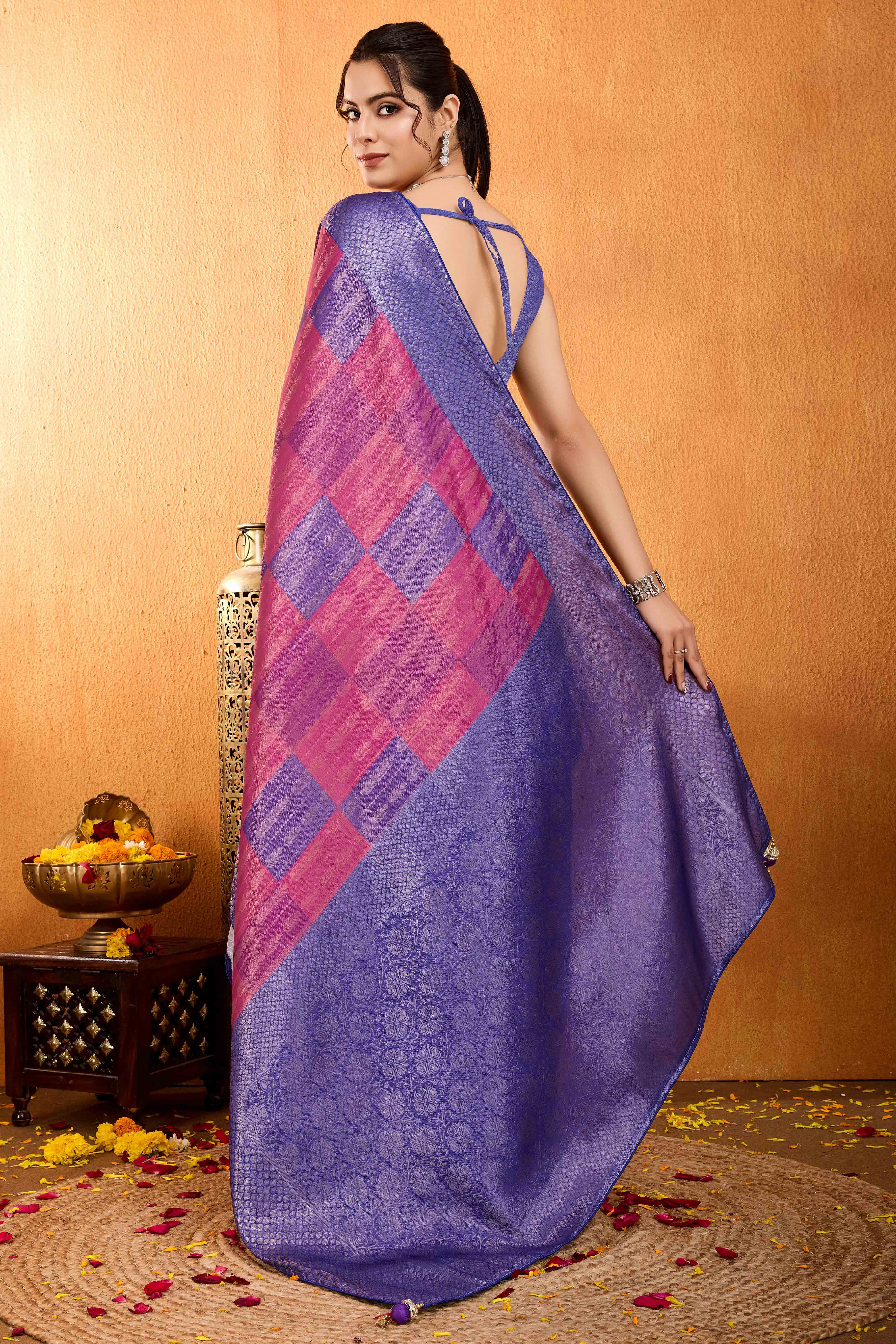 Purple Zari Weaving Mysore Brocade Silk Saree