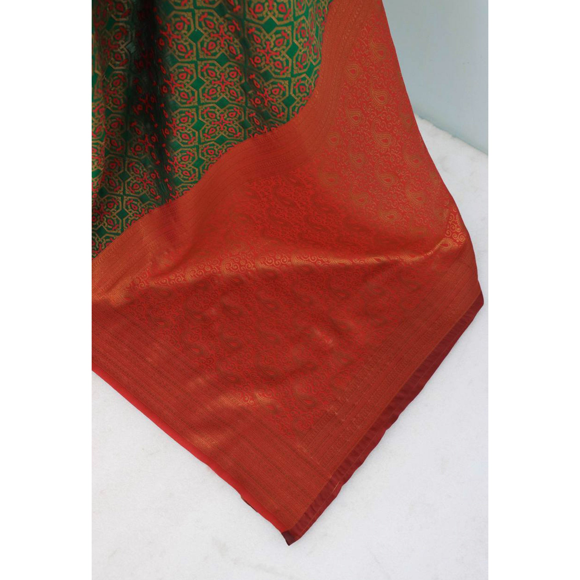 Green Zari Woven With Butti Work Banarasi Silk Saree