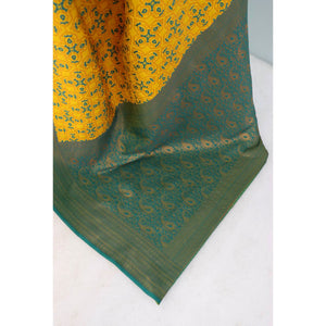 Yellow Zari Woven With Butti Work Banarasi Silk Saree