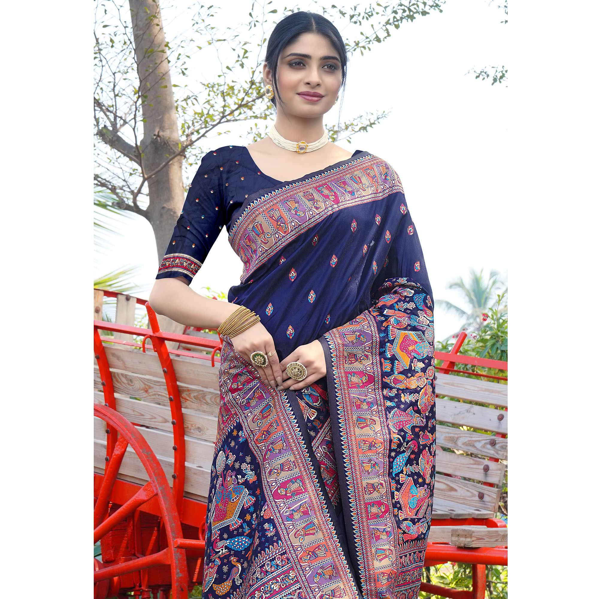 Blue Woven Pure Silk Saree