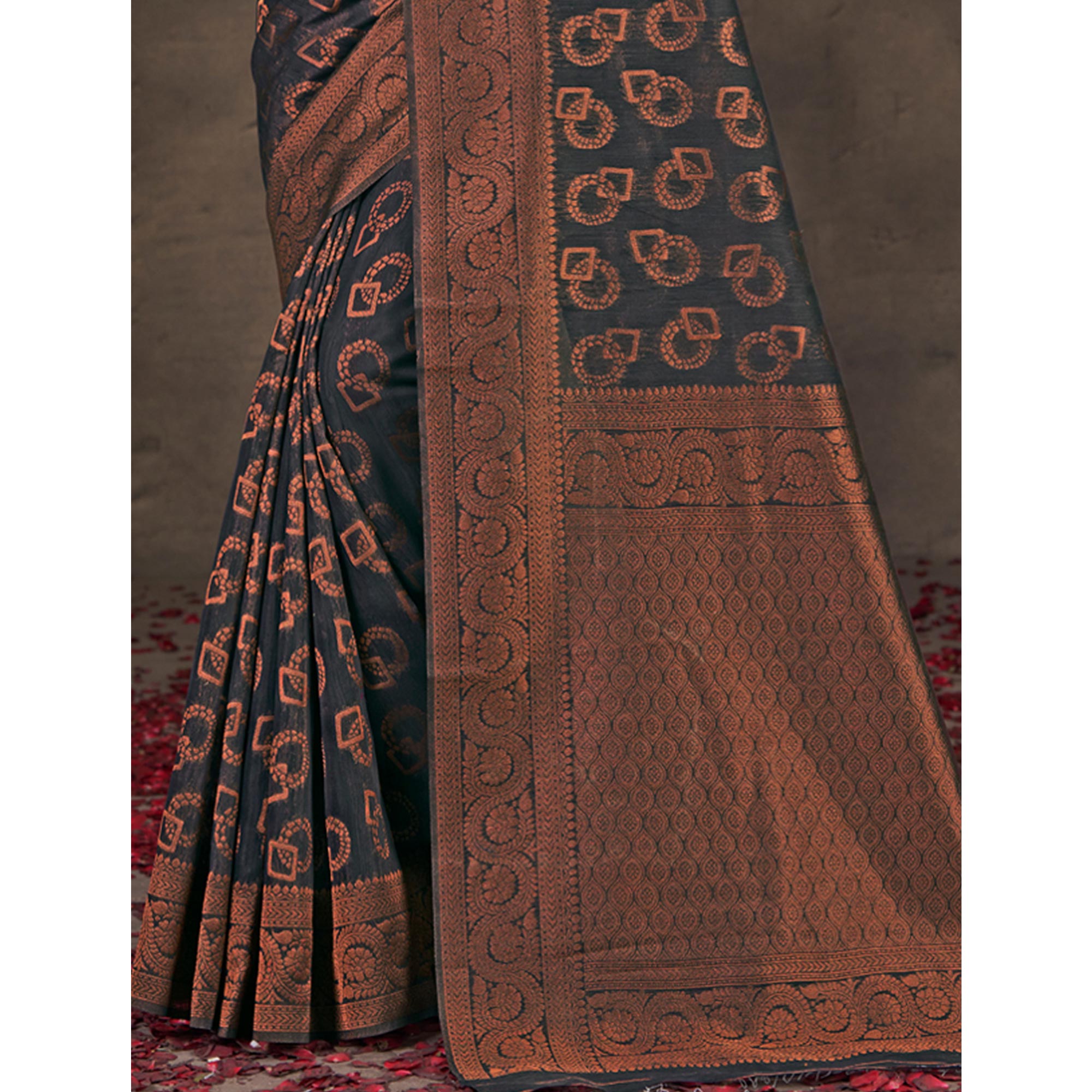 Black Woven Cotton Silk Saree