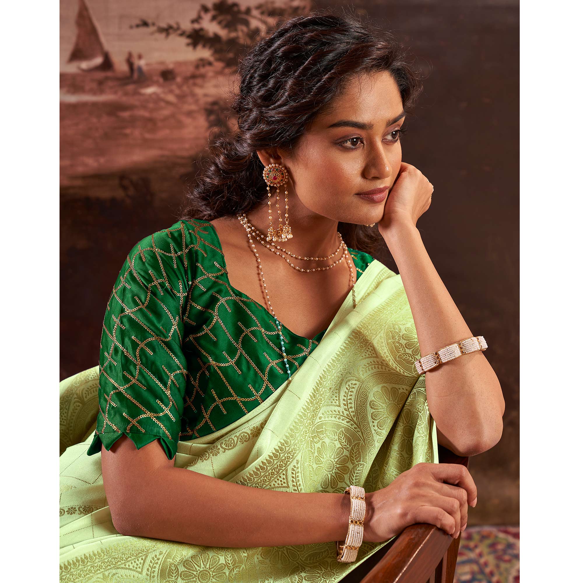 Green Woven Cotton Silk Saree