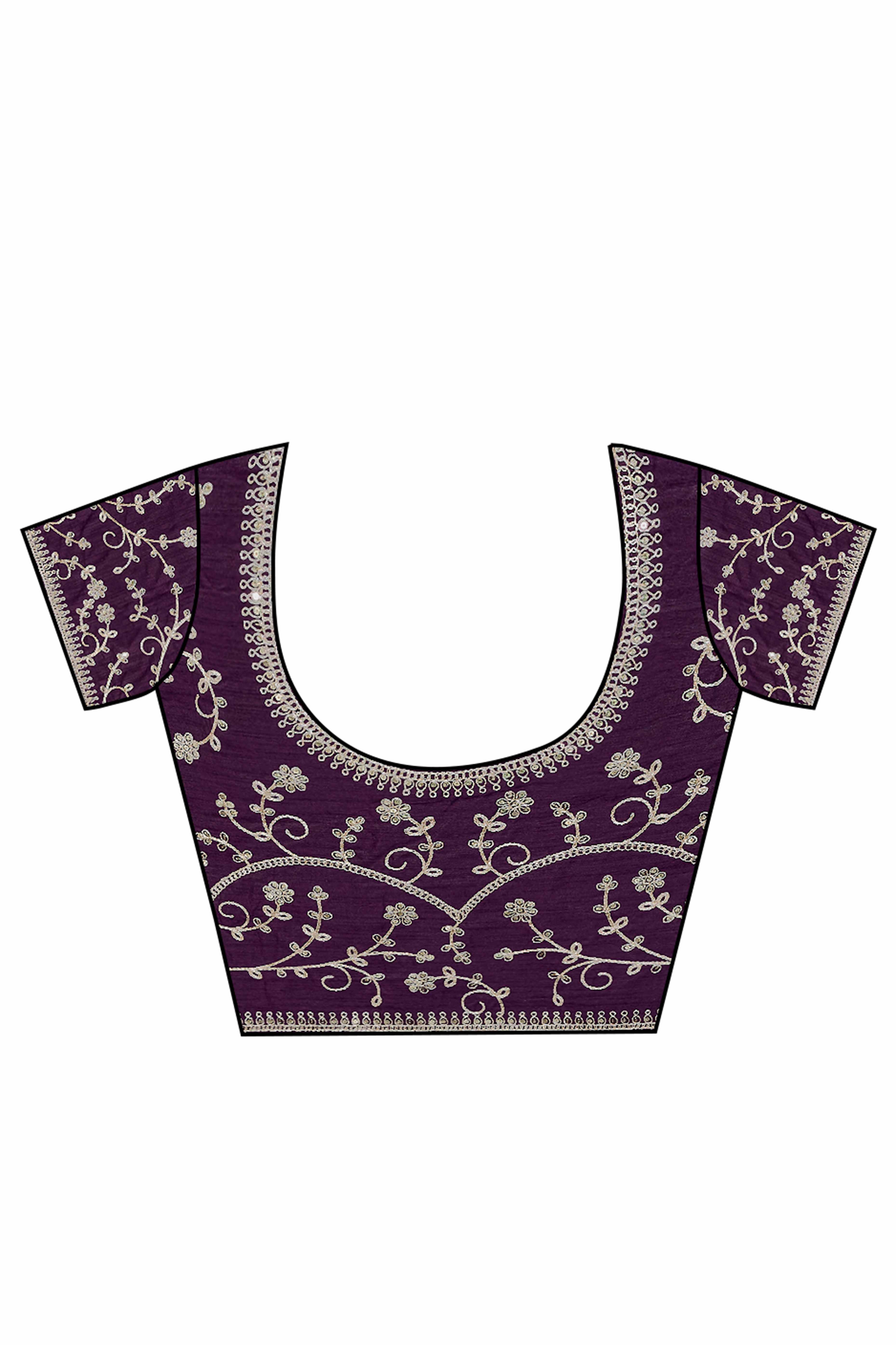 Lavender Solid Saree In Georgette With Zari & Sequins Embroidery Border