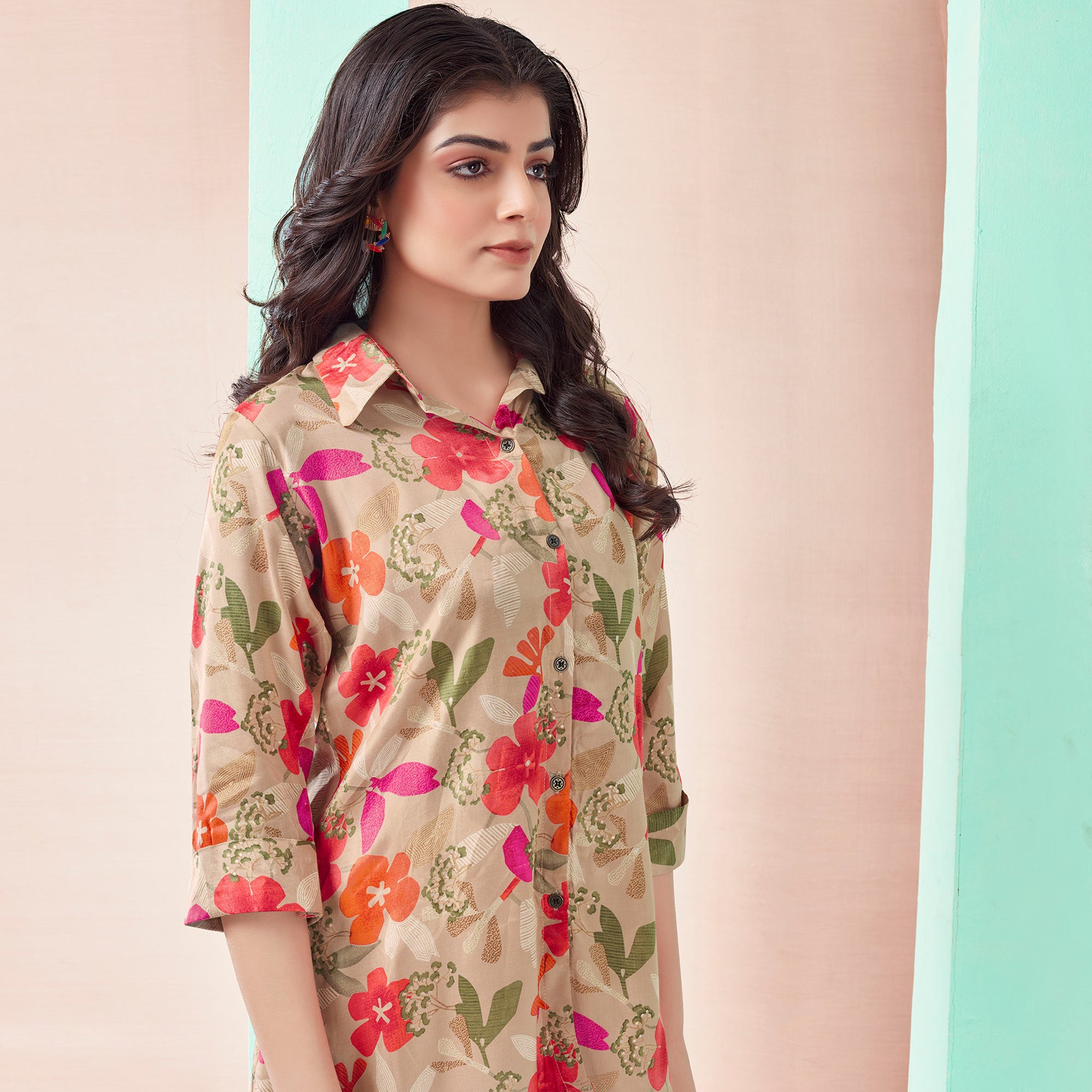 Chikoo Floral Foil Printed Muslin Top