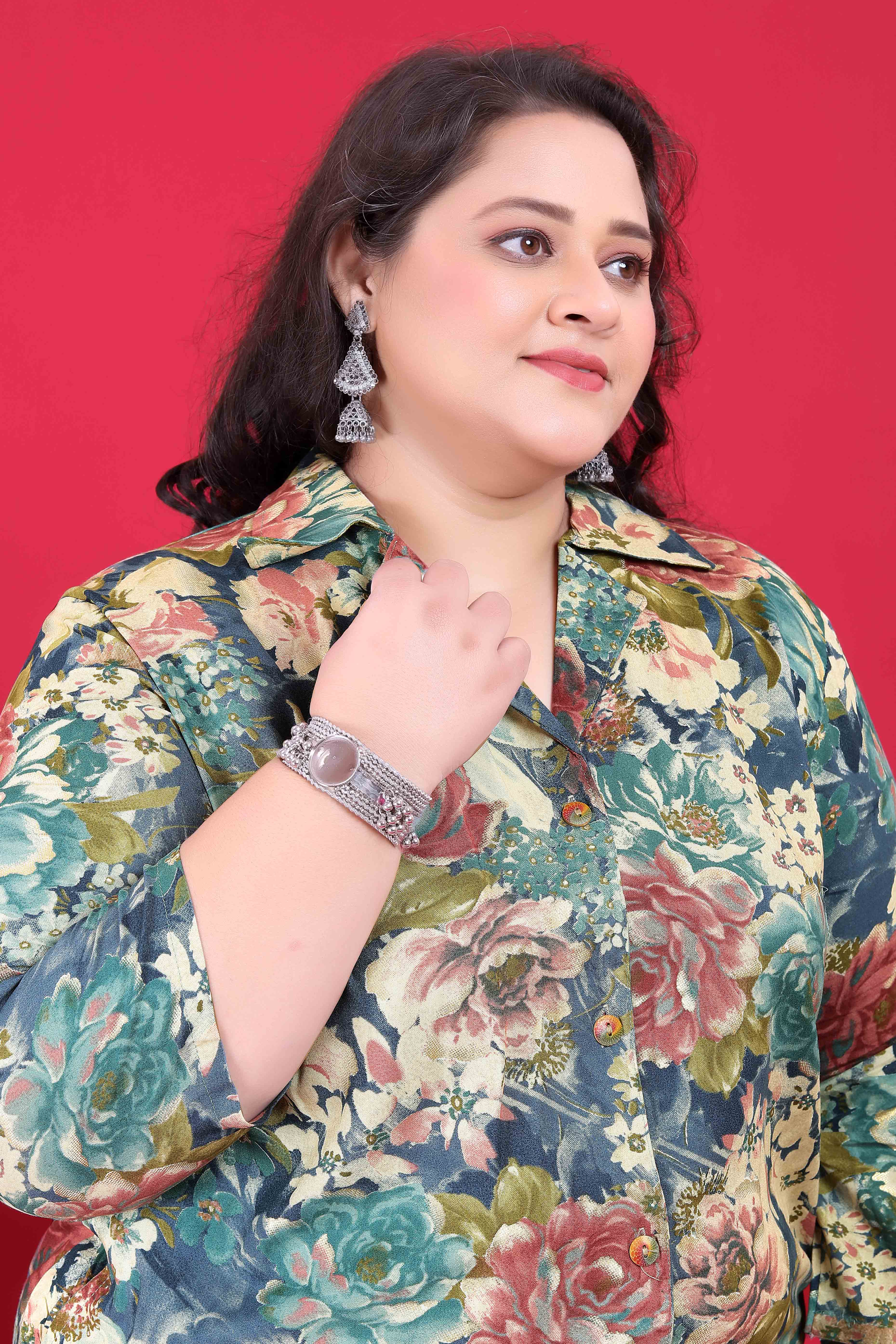 Blue Floral Printed Rayon Co-Ord Set