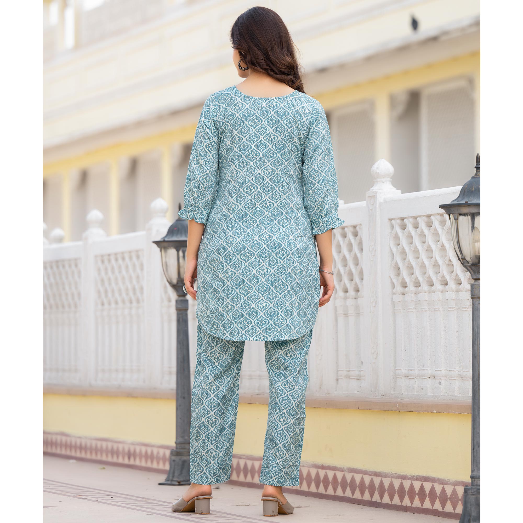 Pine Green Floral Printed Rayon Co-Ord Set