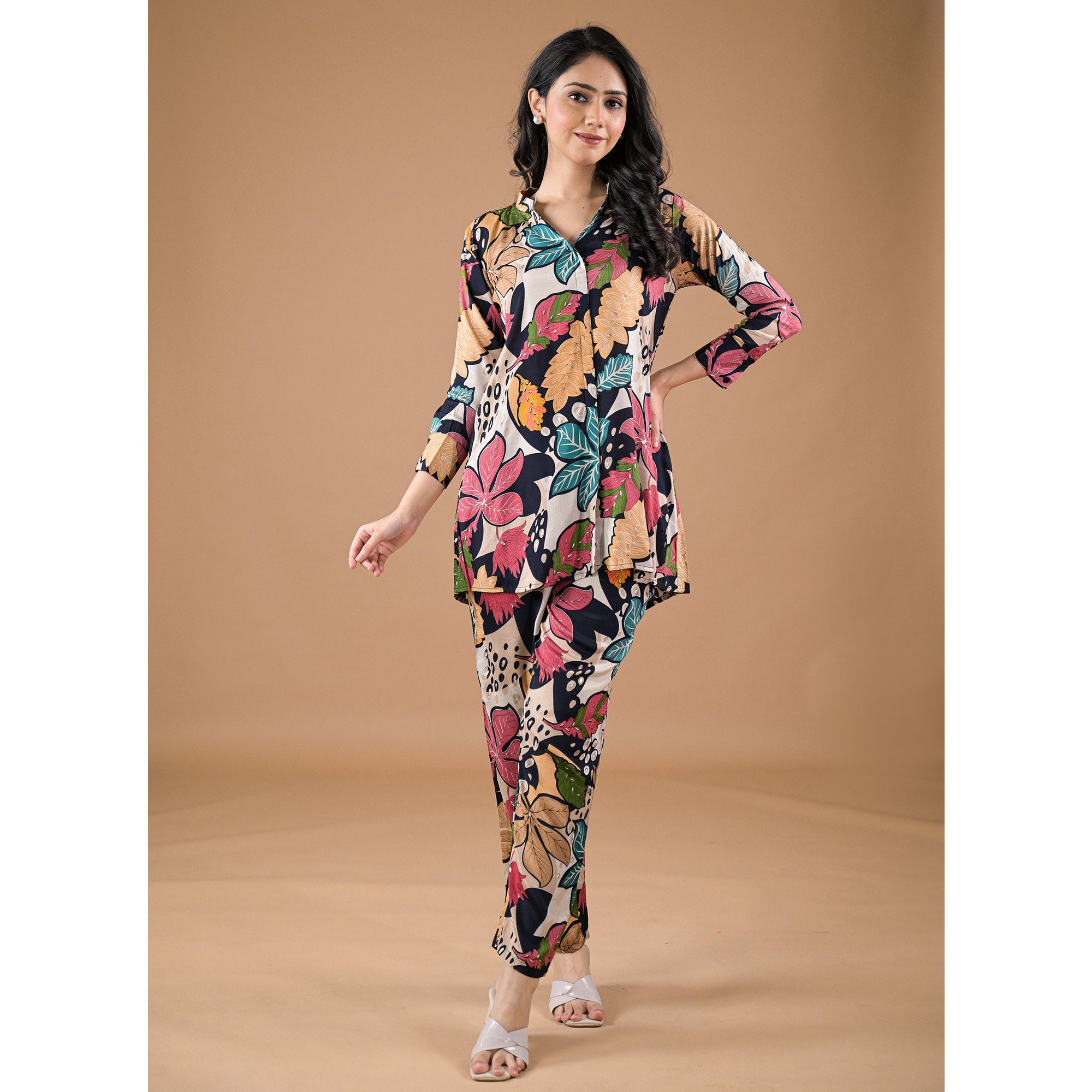 Black Printed Muslin Co-Ord Set