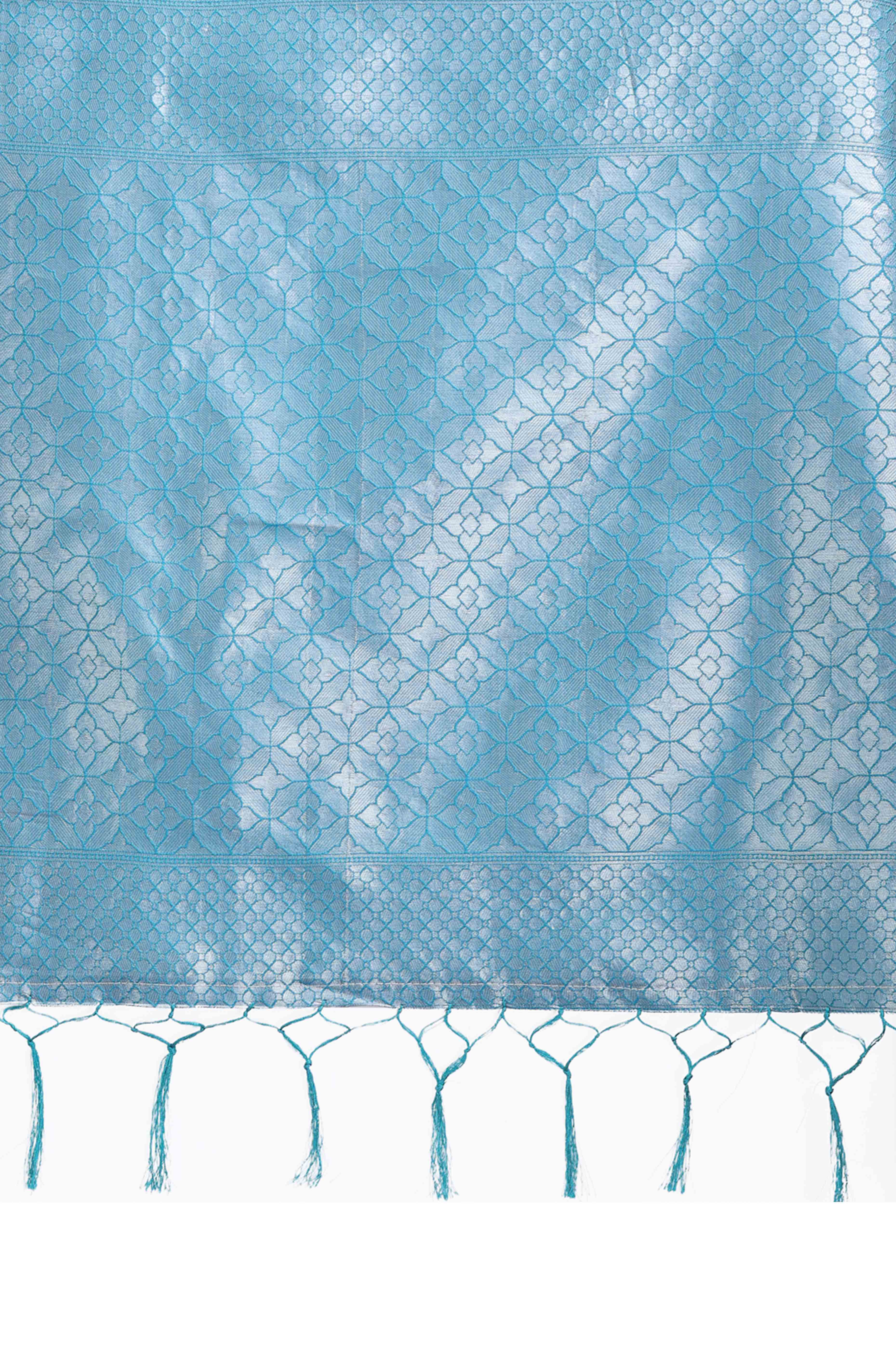 Vibrant Mustard Zari Weaving Silk Blend Saree with Golden Splendor