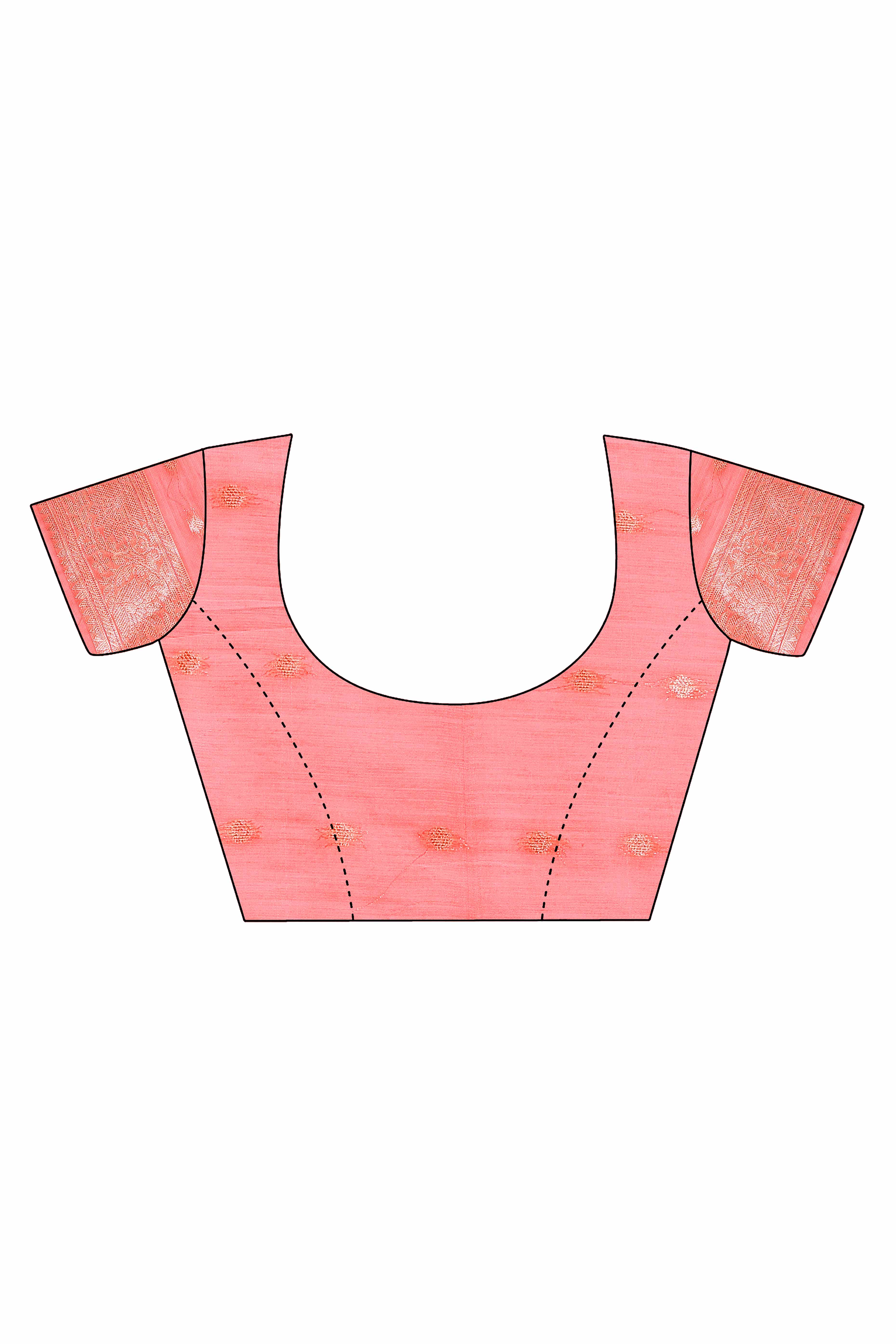 Peach Brocade Woven Saree in Cotton Silk Blend with Zari Detailing