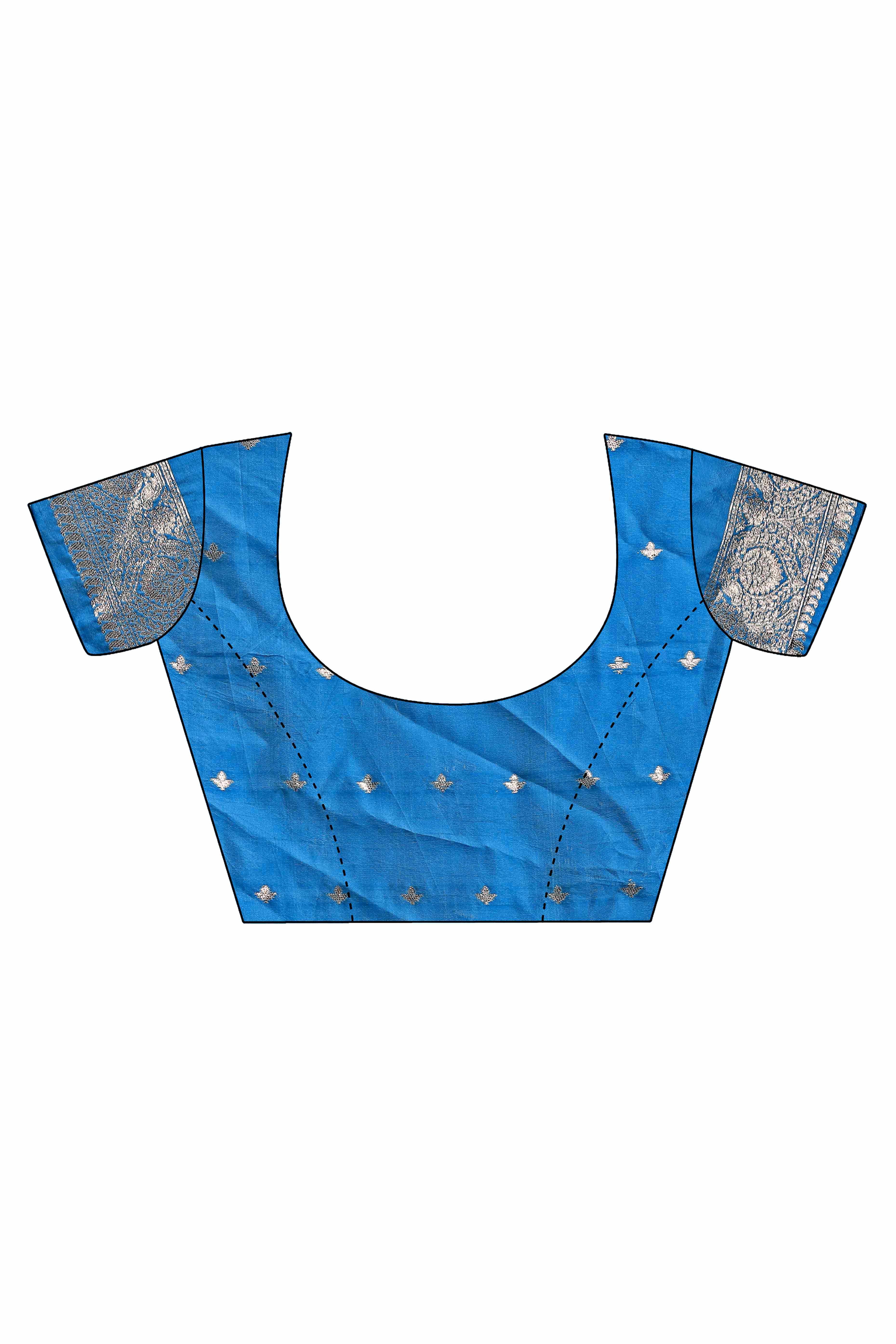 Blue Linen Cotton Saree Featuring Graceful Floral Patterns in Zari Weave