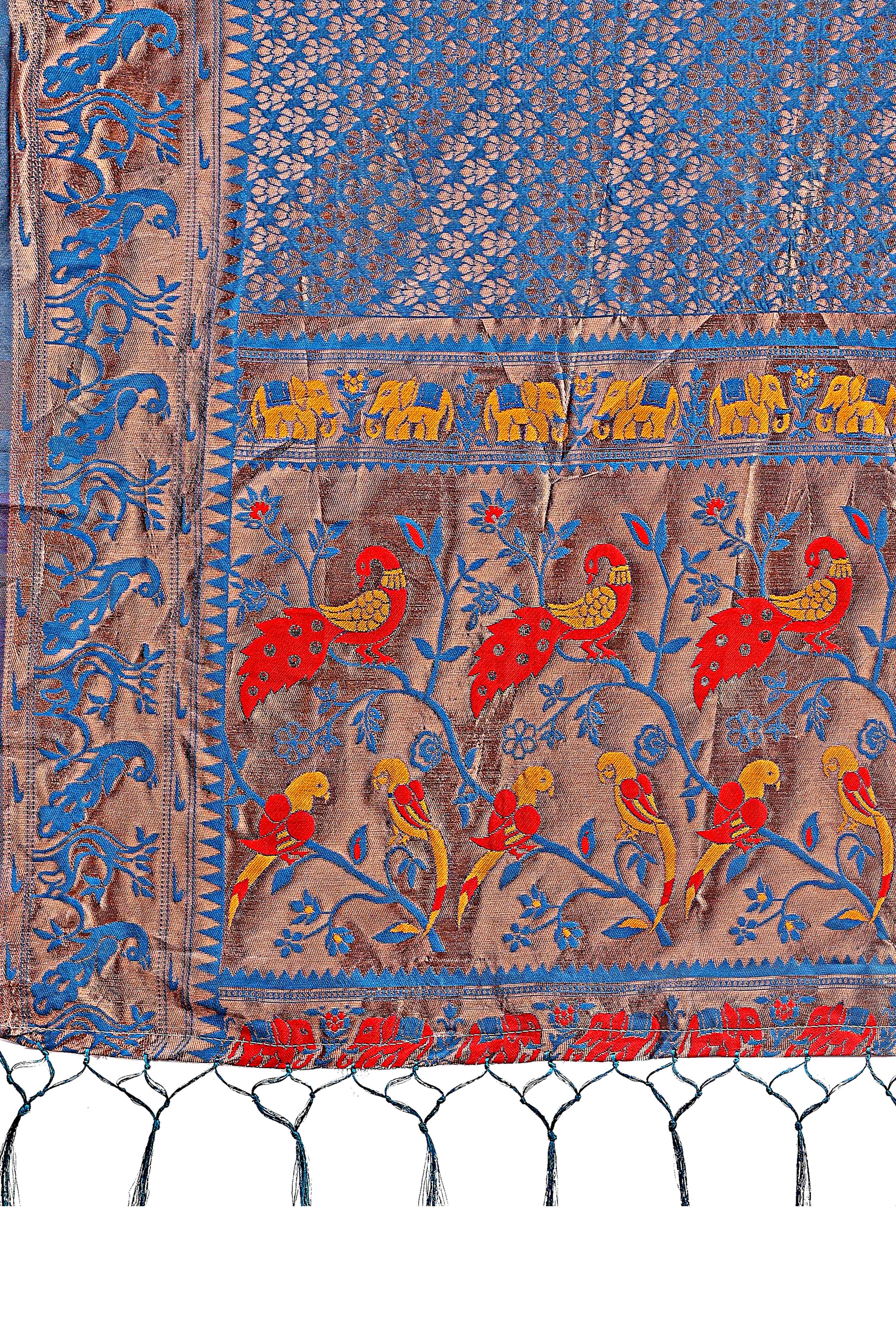 Blue Saree in Banarasi Silk with Luxurious Zari Brocade Weaving