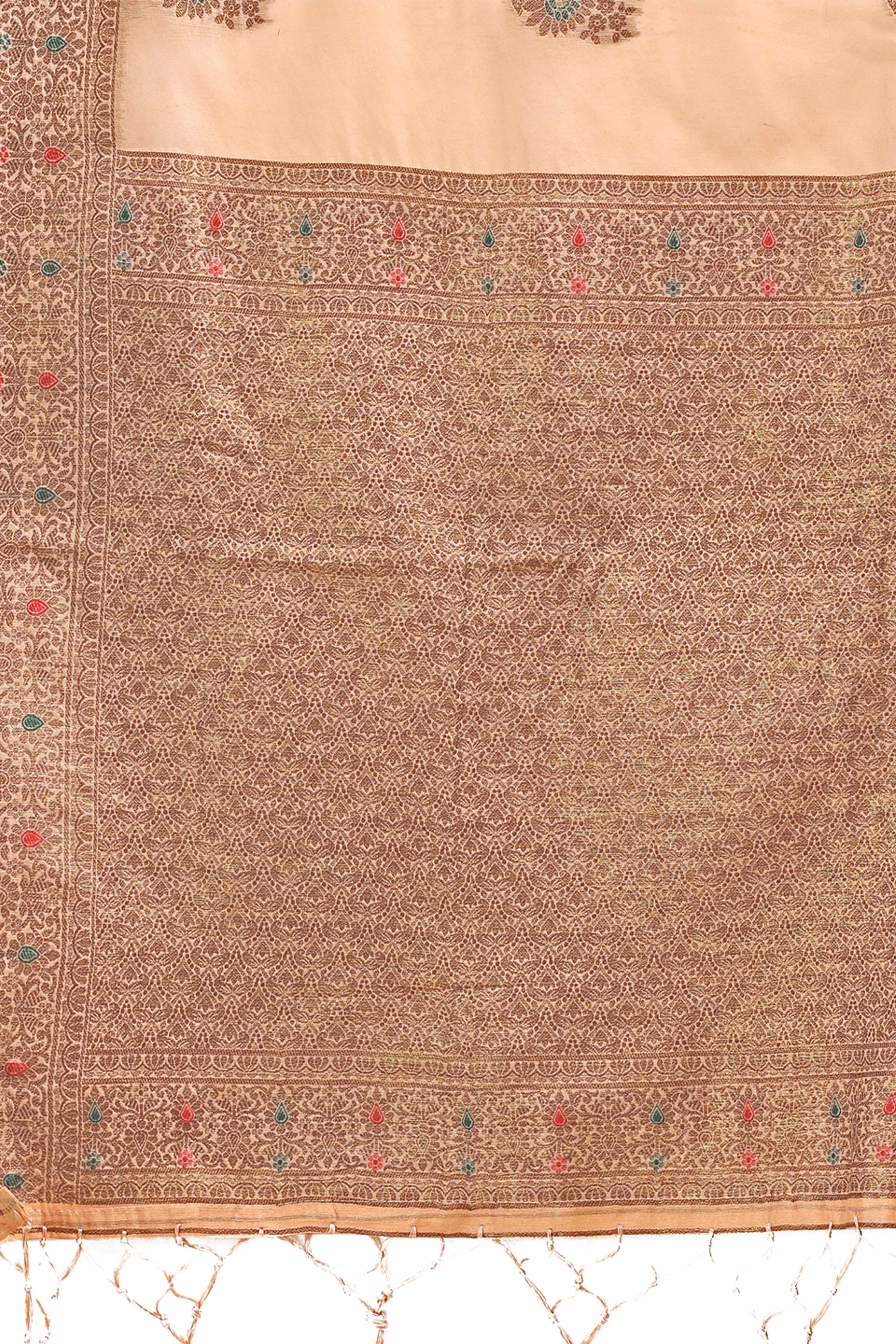 Peach Saree in Cotton Silk with Heritage Inspired Zari Woven Accents