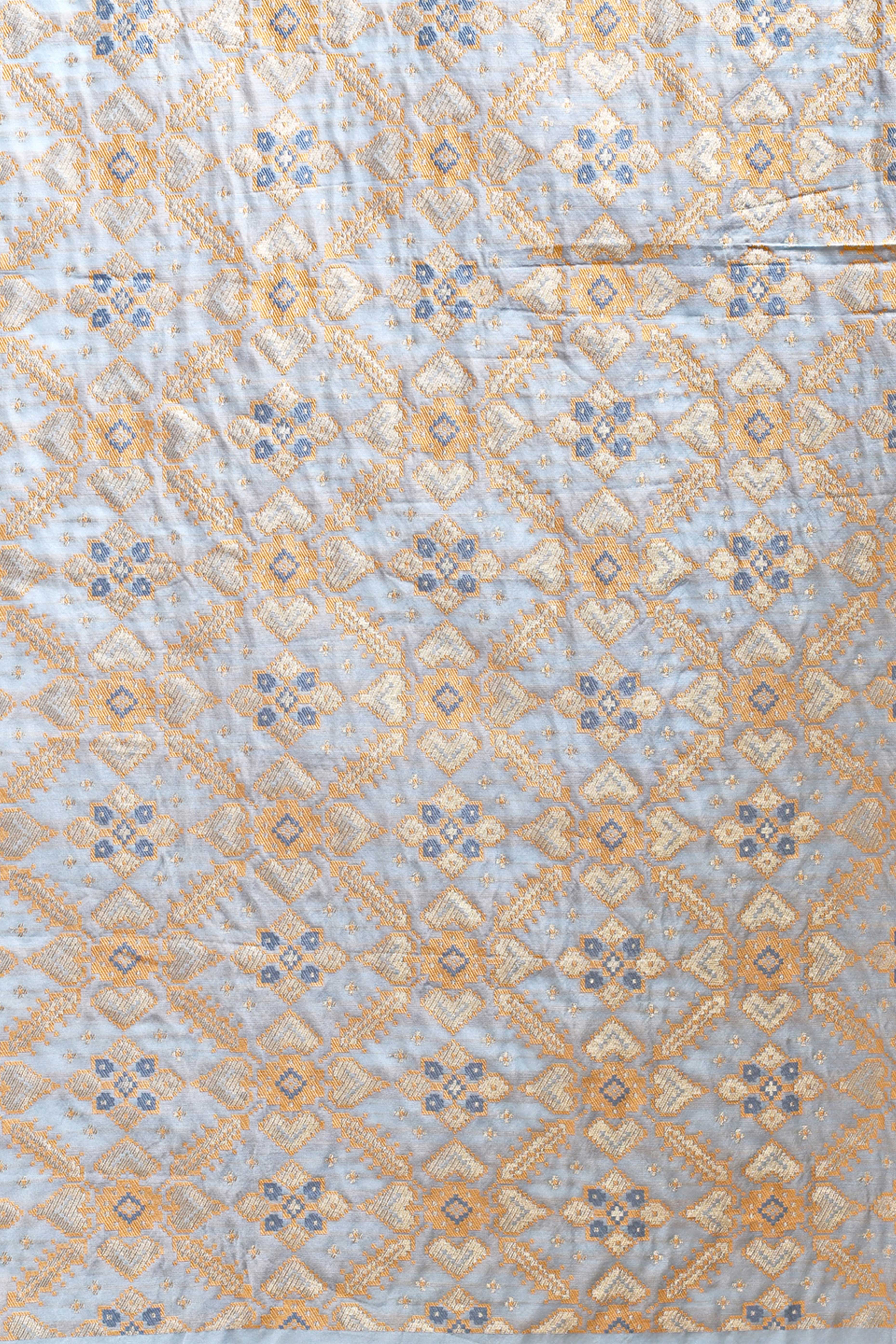 Sky Blue Saree in Cotton Silk with Heritage Inspired Zari Woven Accents