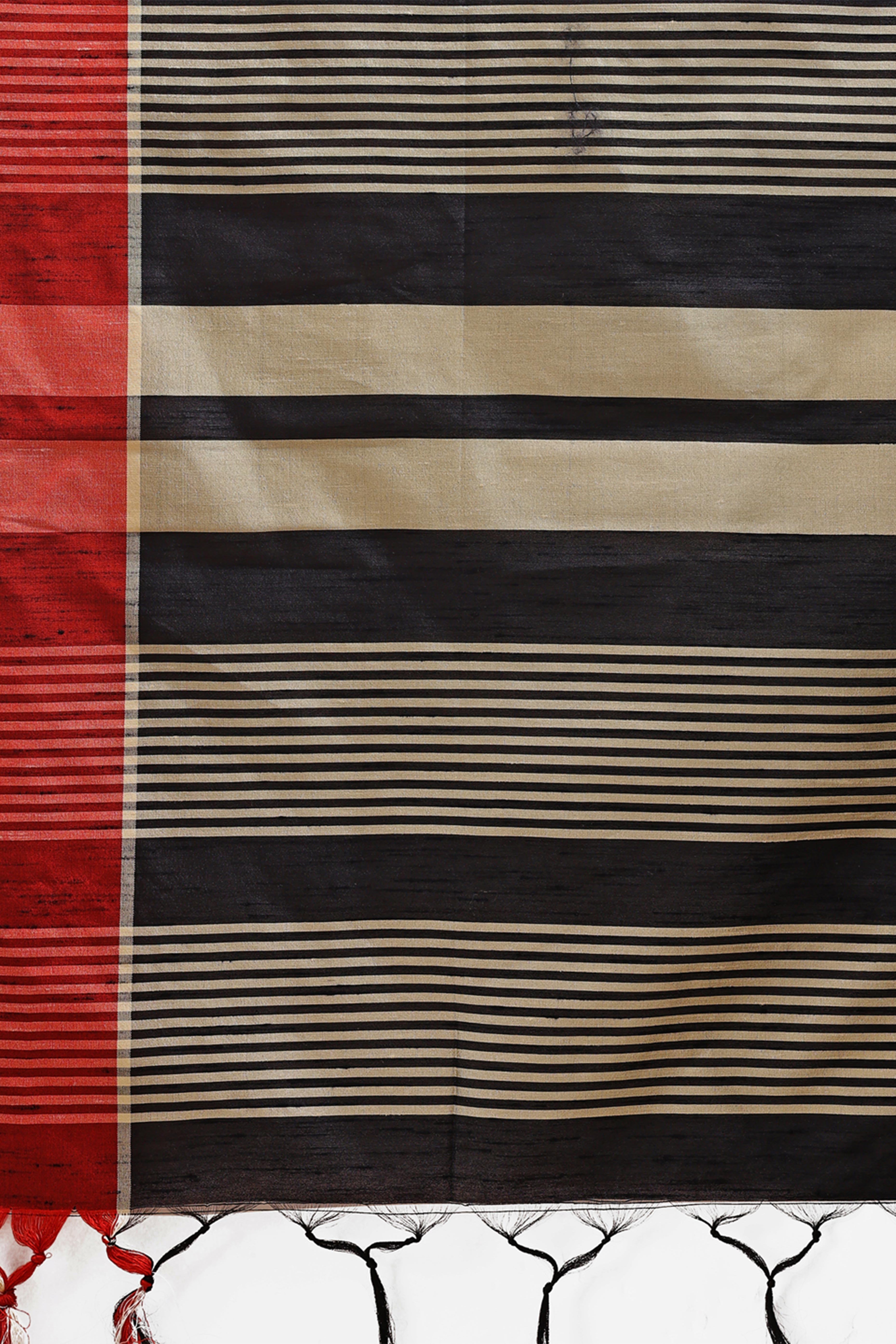 Black Saree in Cotton Silk with Heritage Inspired Zari Woven Accents