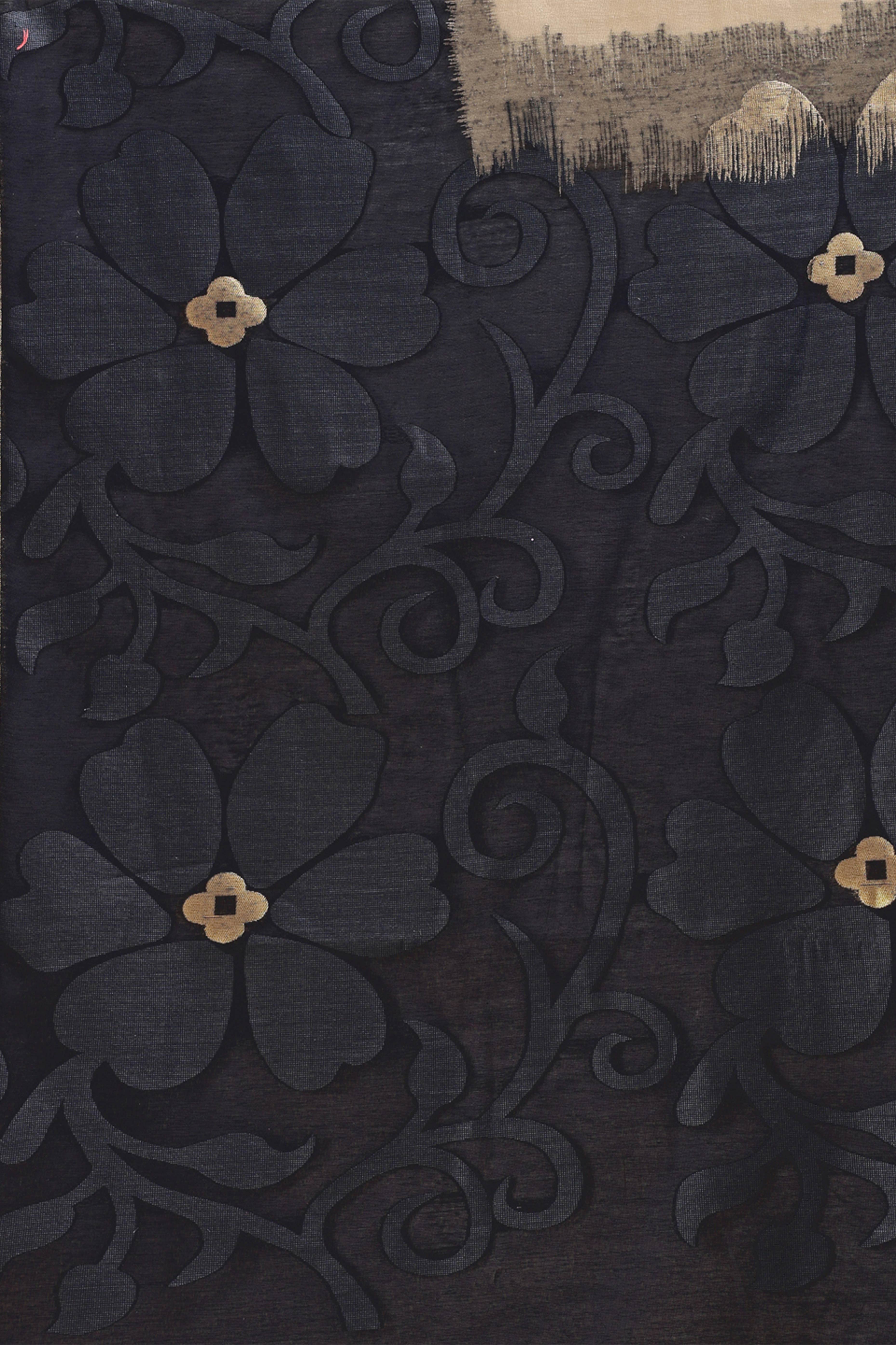 Beige & Black Saree in Cotton Silk with Heritage Inspired Zari Woven Accents