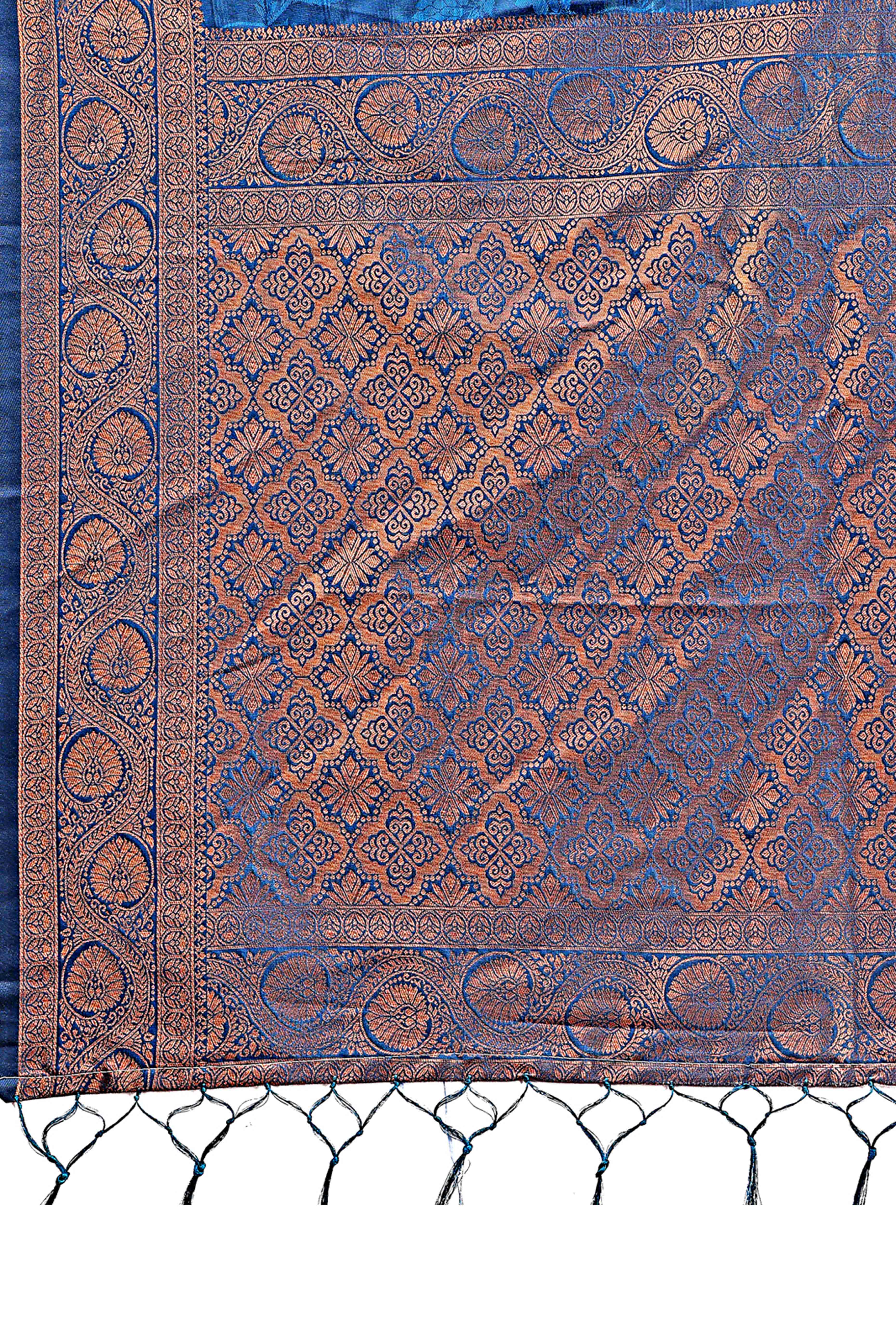 Blue Banarasi Saree in Silk with Intricately Woven Zari Florals
