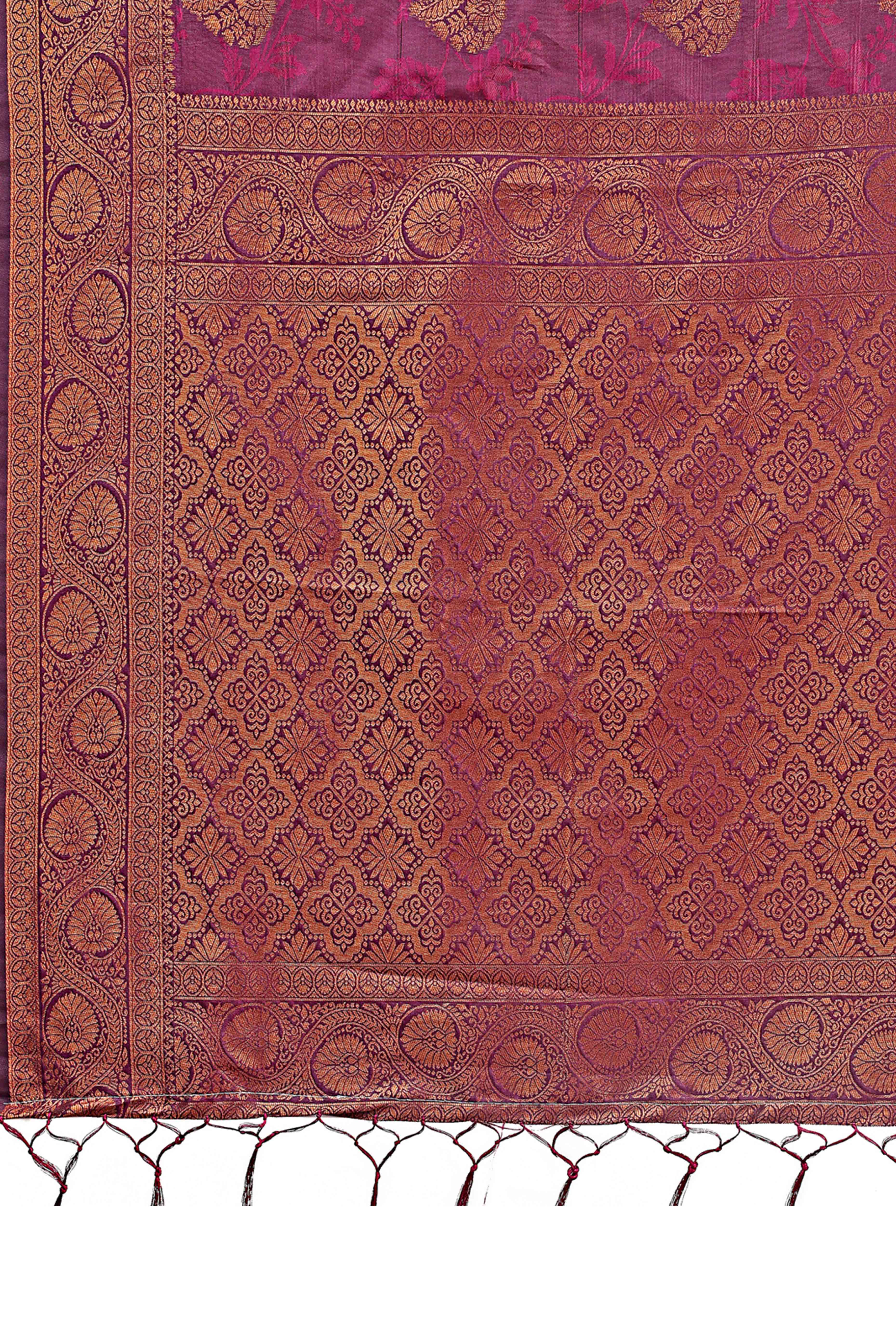 Purple Banarasi Saree in Silk with Intricately Woven Zari Florals