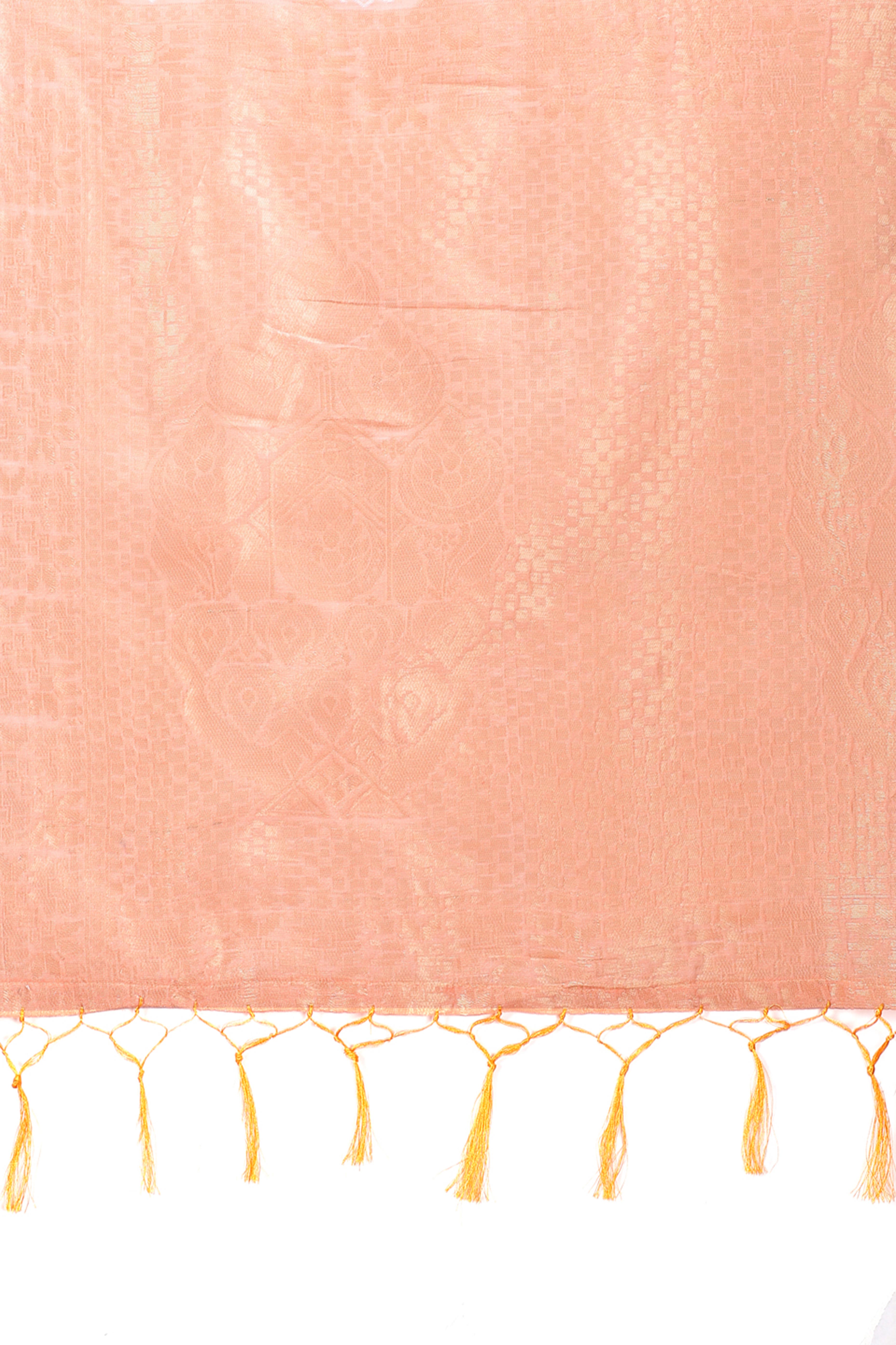 Orange Zari Woven Linen Cotton Saree with Graceful Tassels