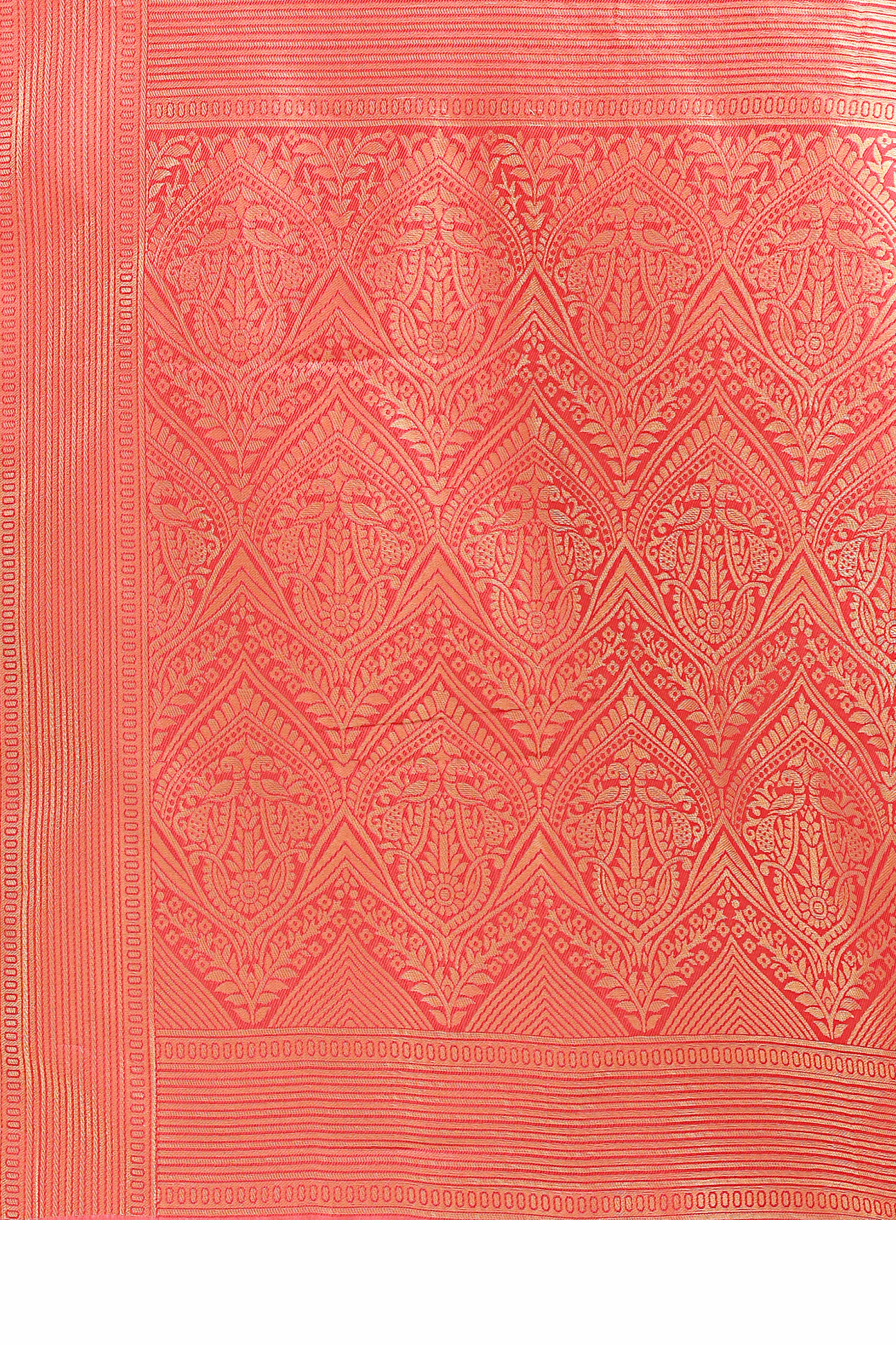 Peach Zari Woven Banarasi Silk Saree with Luxurious Detailing