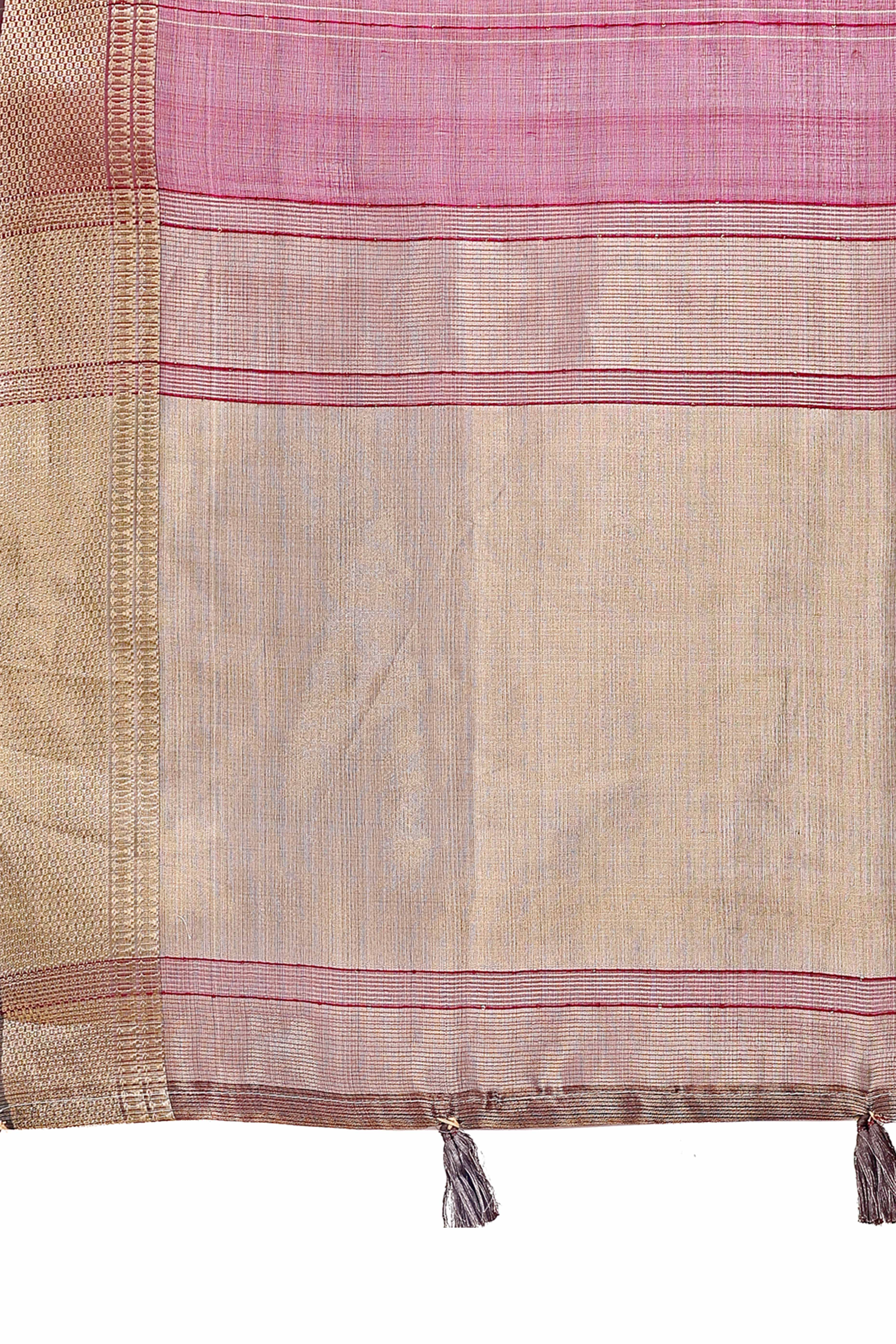 Wine Hue Organza Saree with Shimmering Zari Border Weave