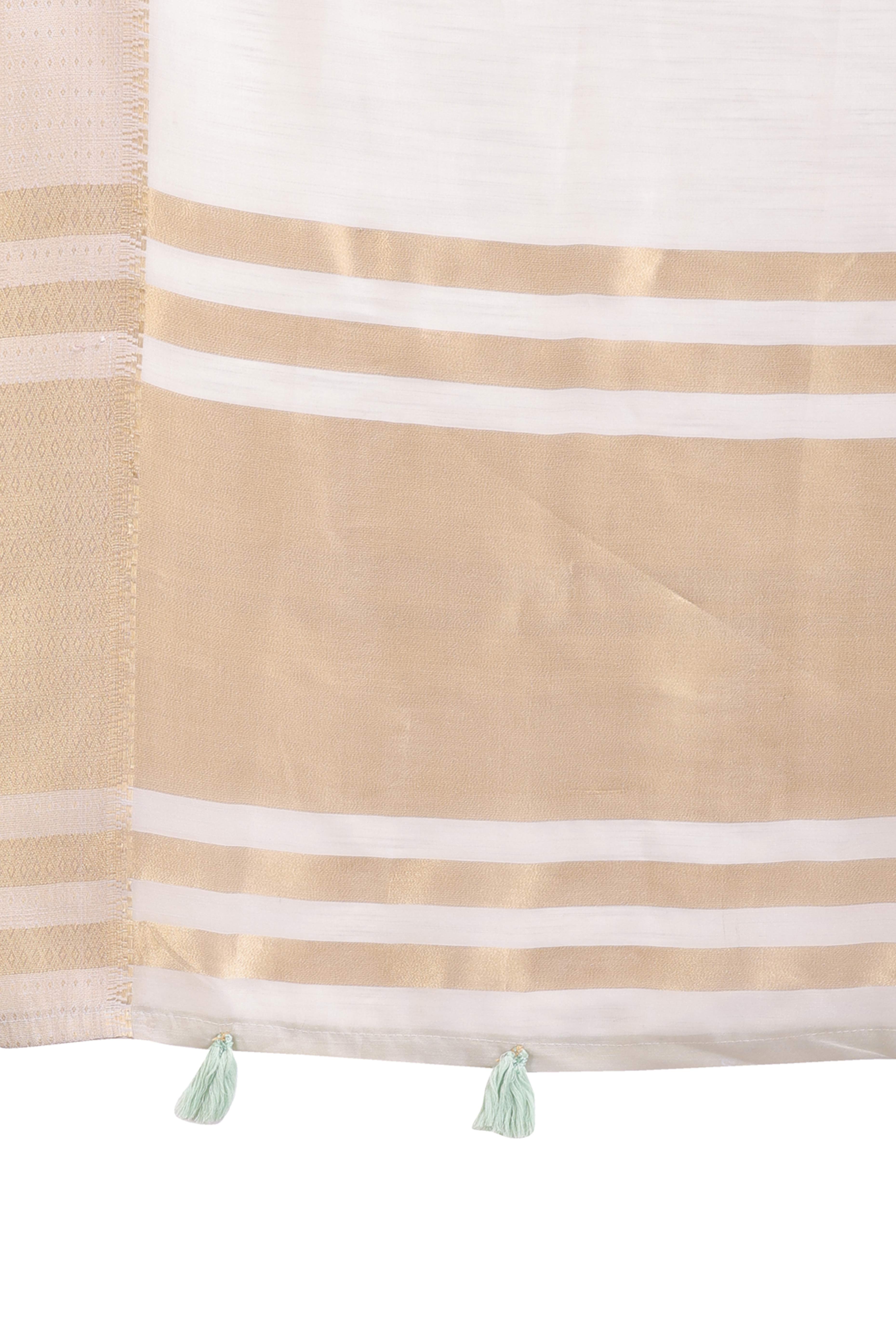 Grey Cotton Silk Saree with Zari Border Weaving