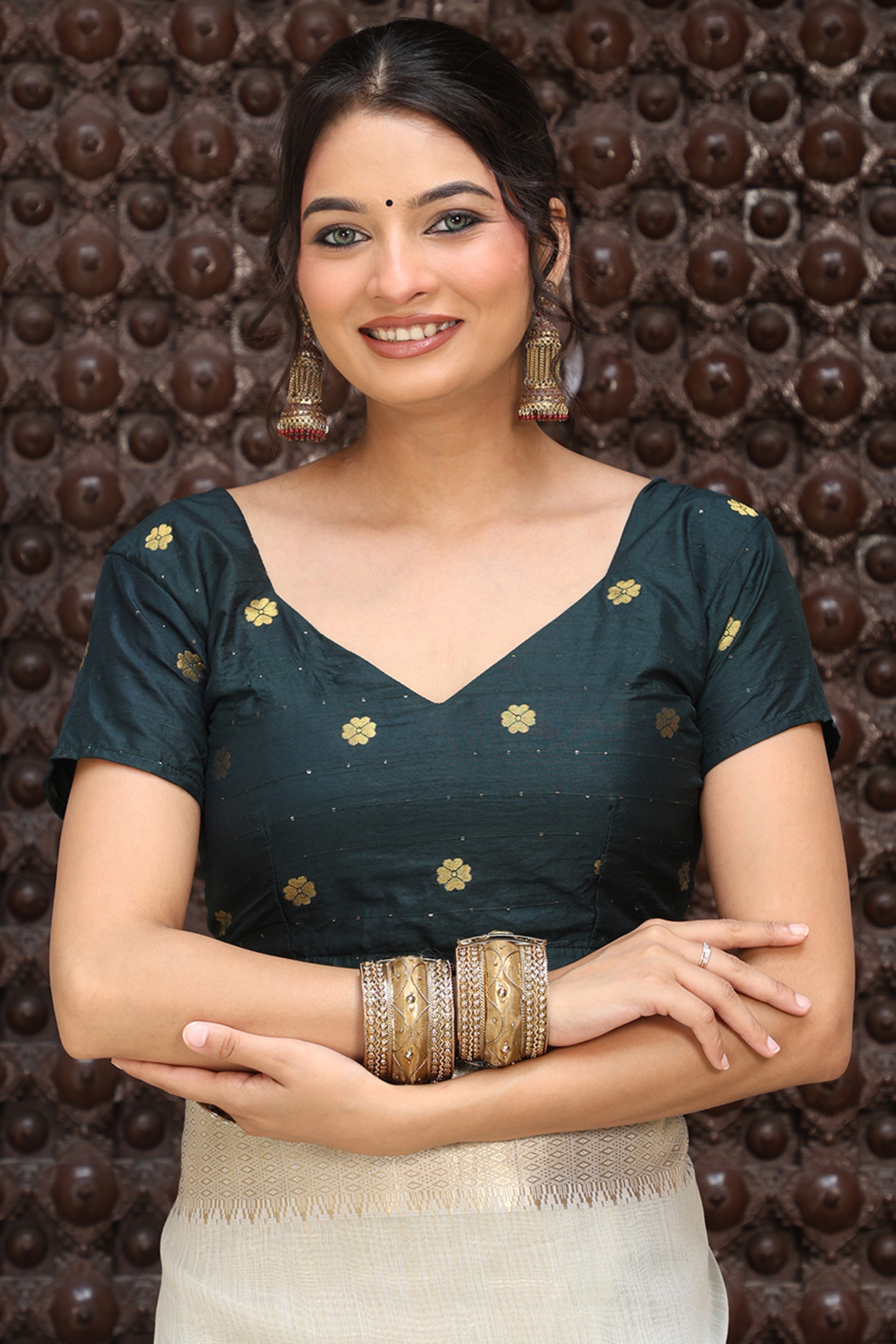 Charming Grey Zari Weaving Cotton Blend Saree Adorned With Stylish Tassel Detailing