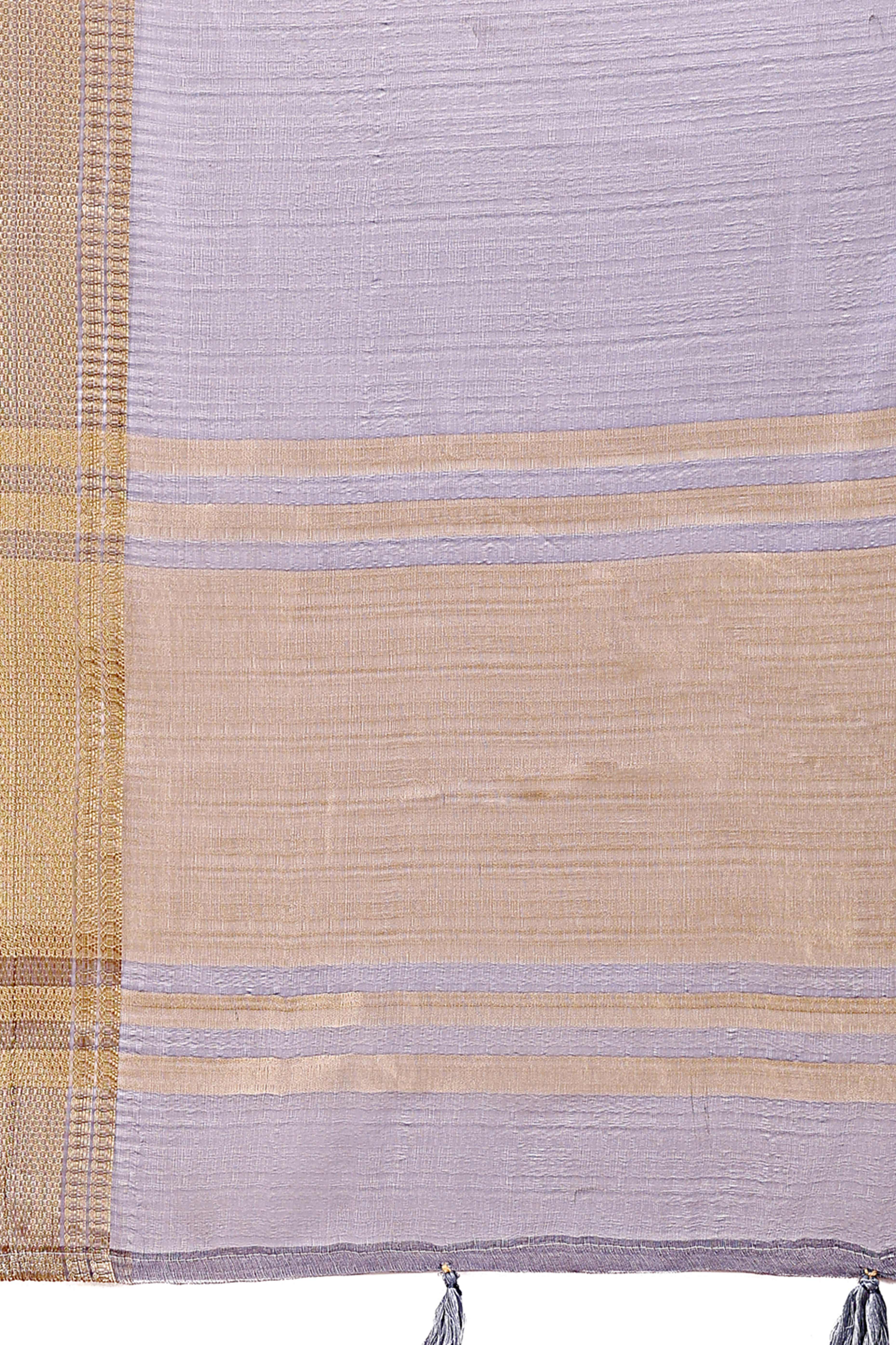 Soft Grey Organza Saree with Detailed Zari Woven Edging