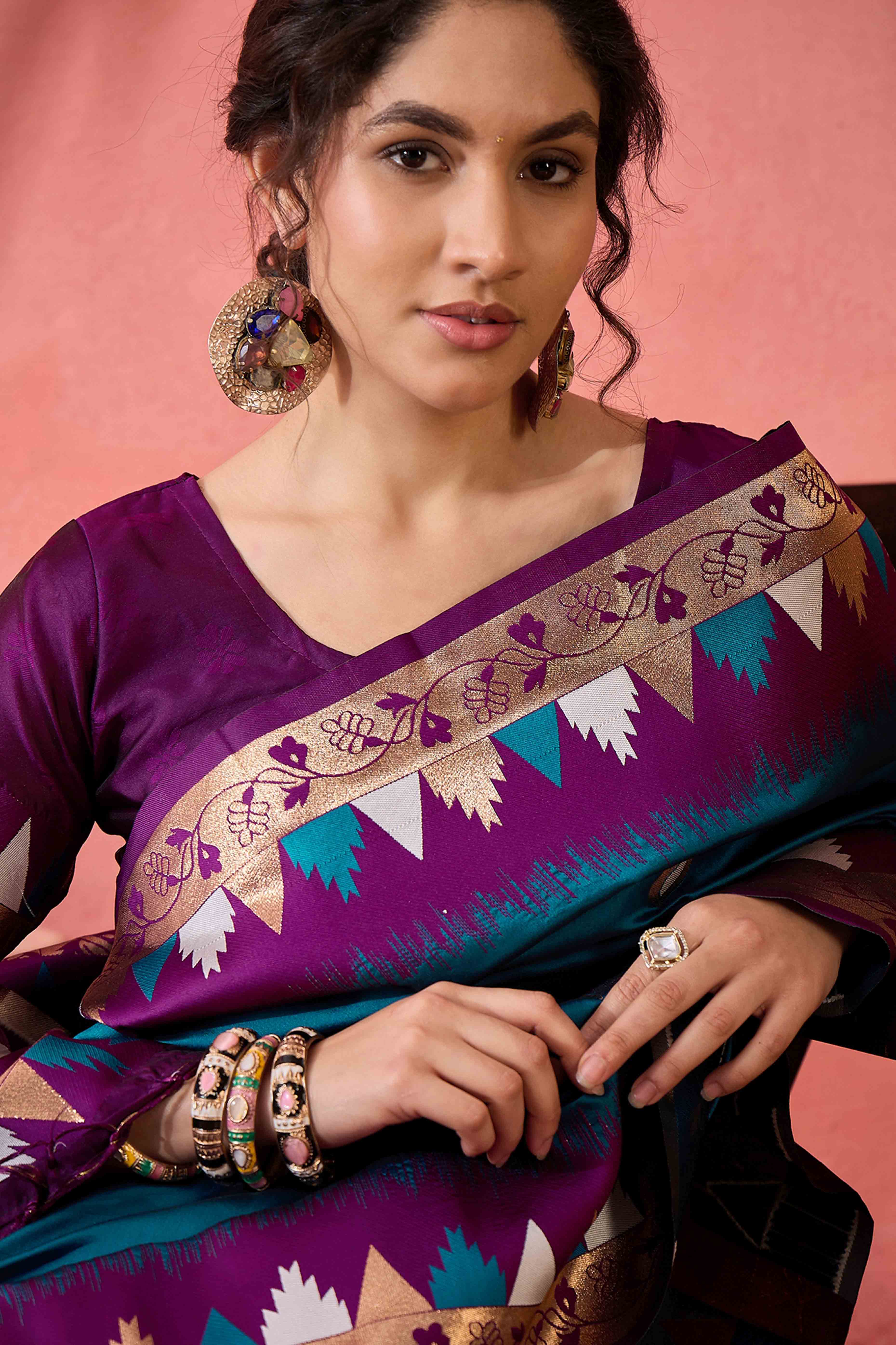 Morpich Blue Zari Woven Poly Silk Saree Enhanced With Graceful Tassel Detailing