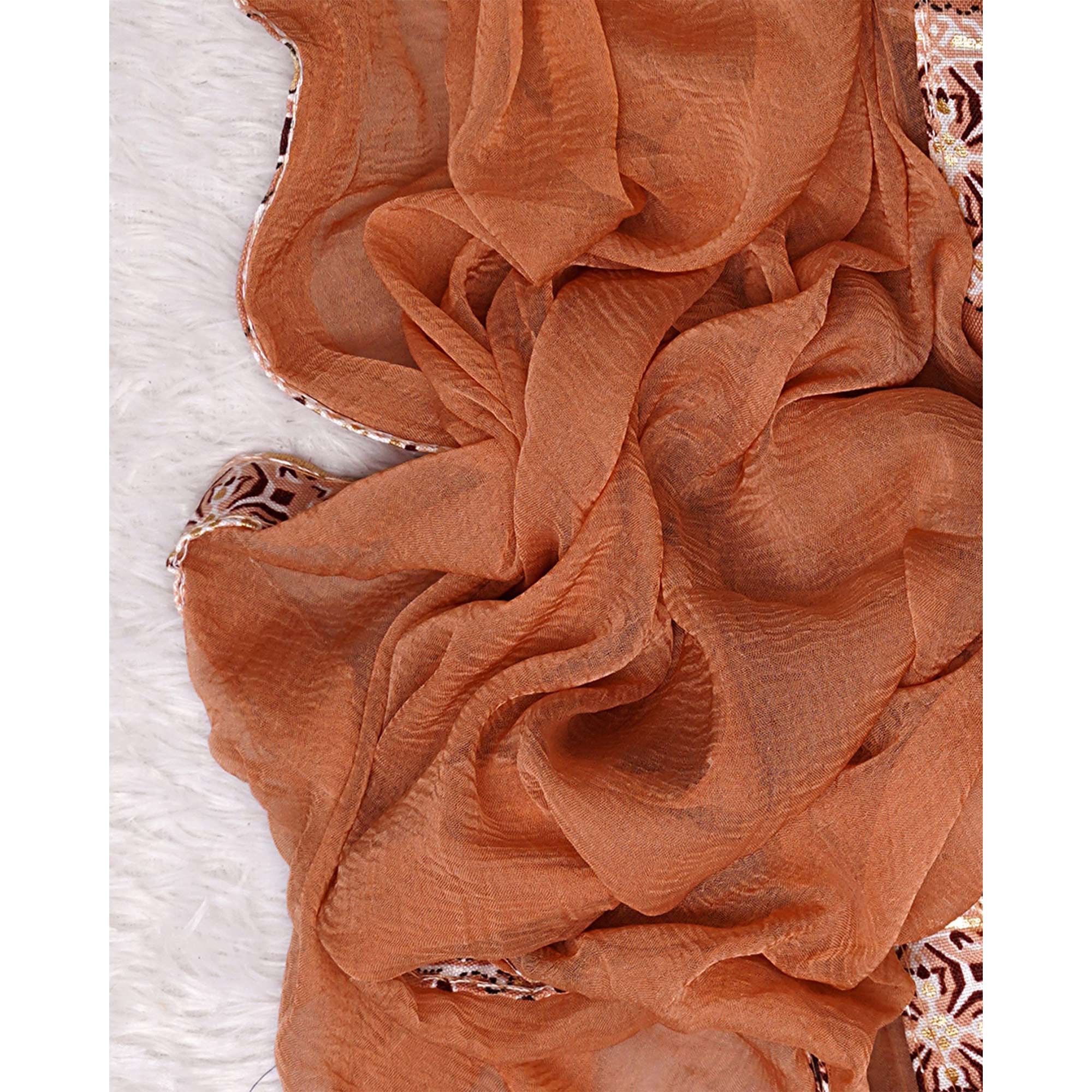 Peach Floral Printed Pure Cotton Dress Material