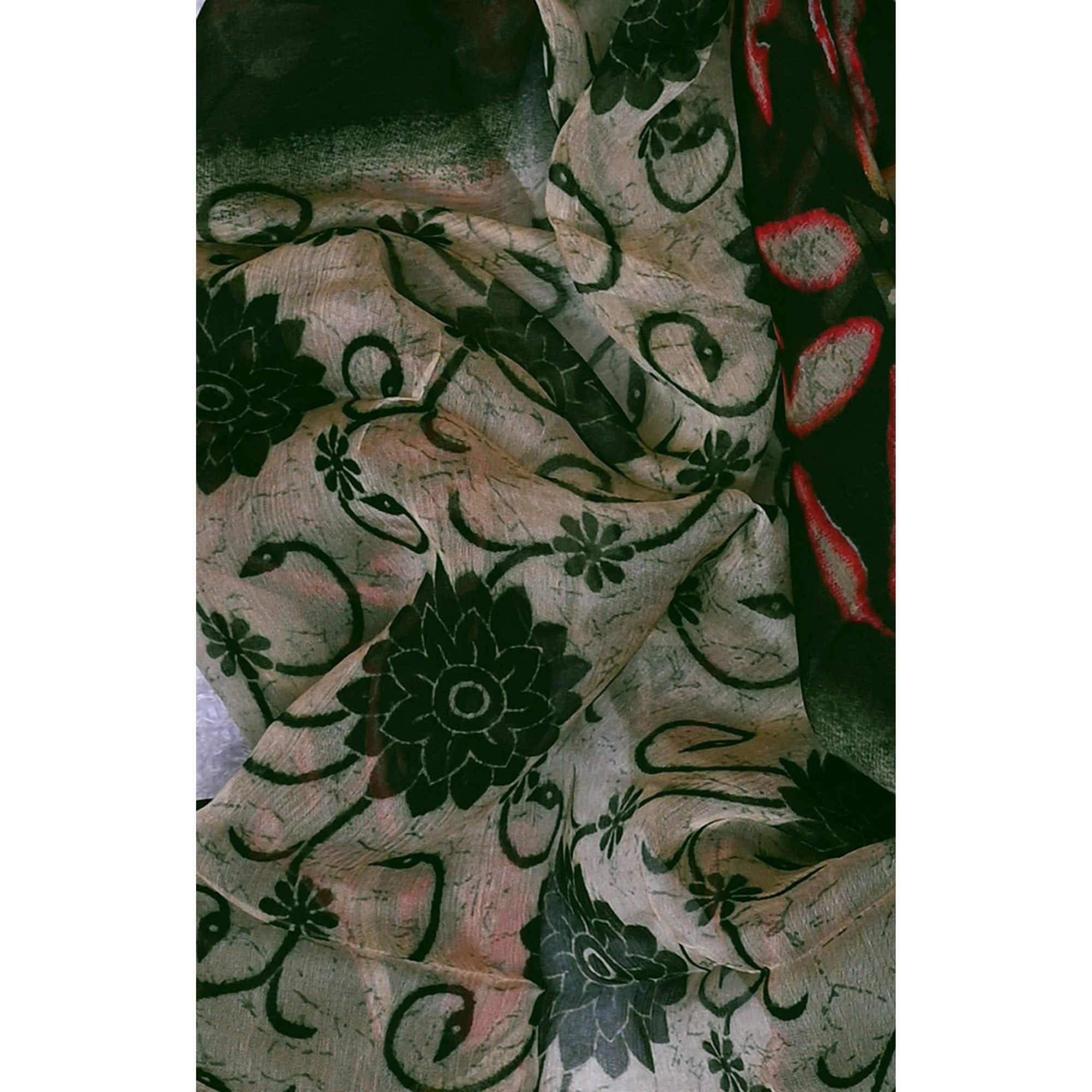 Green Floral Printed With Stone Work Yoke Pure Cotton Dress Material