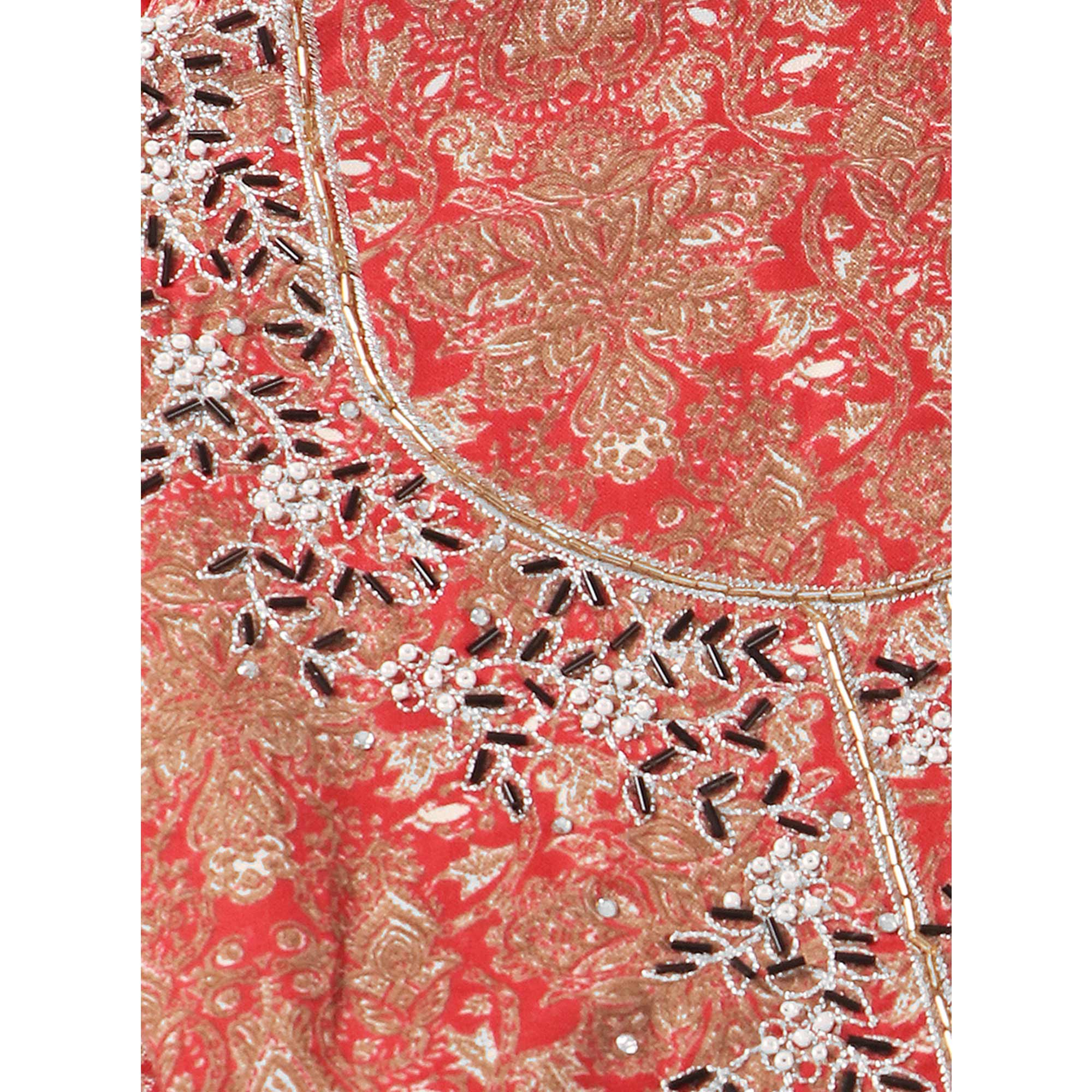 Gajari Pink Floral Printed With Hand Embroidery Pure Cotton Dress Material