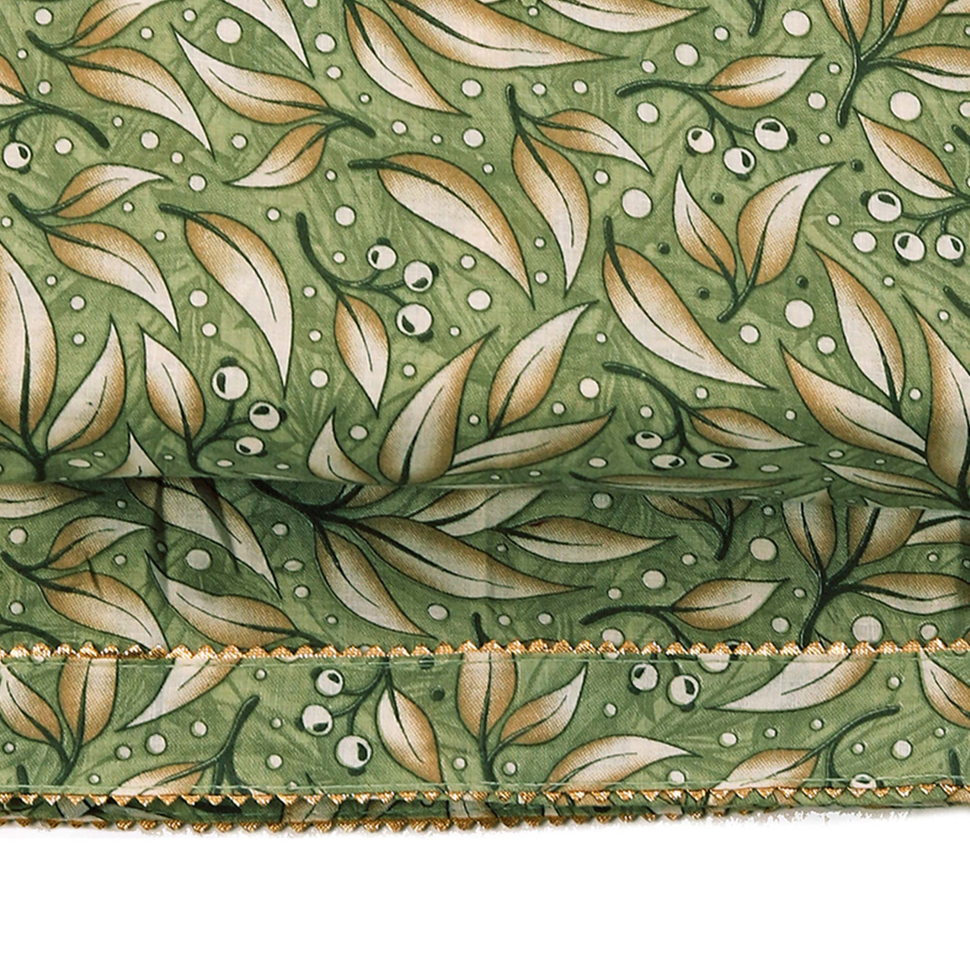 Pure Cotton Dress Material in Soothing Green with Artistic Floral Prints