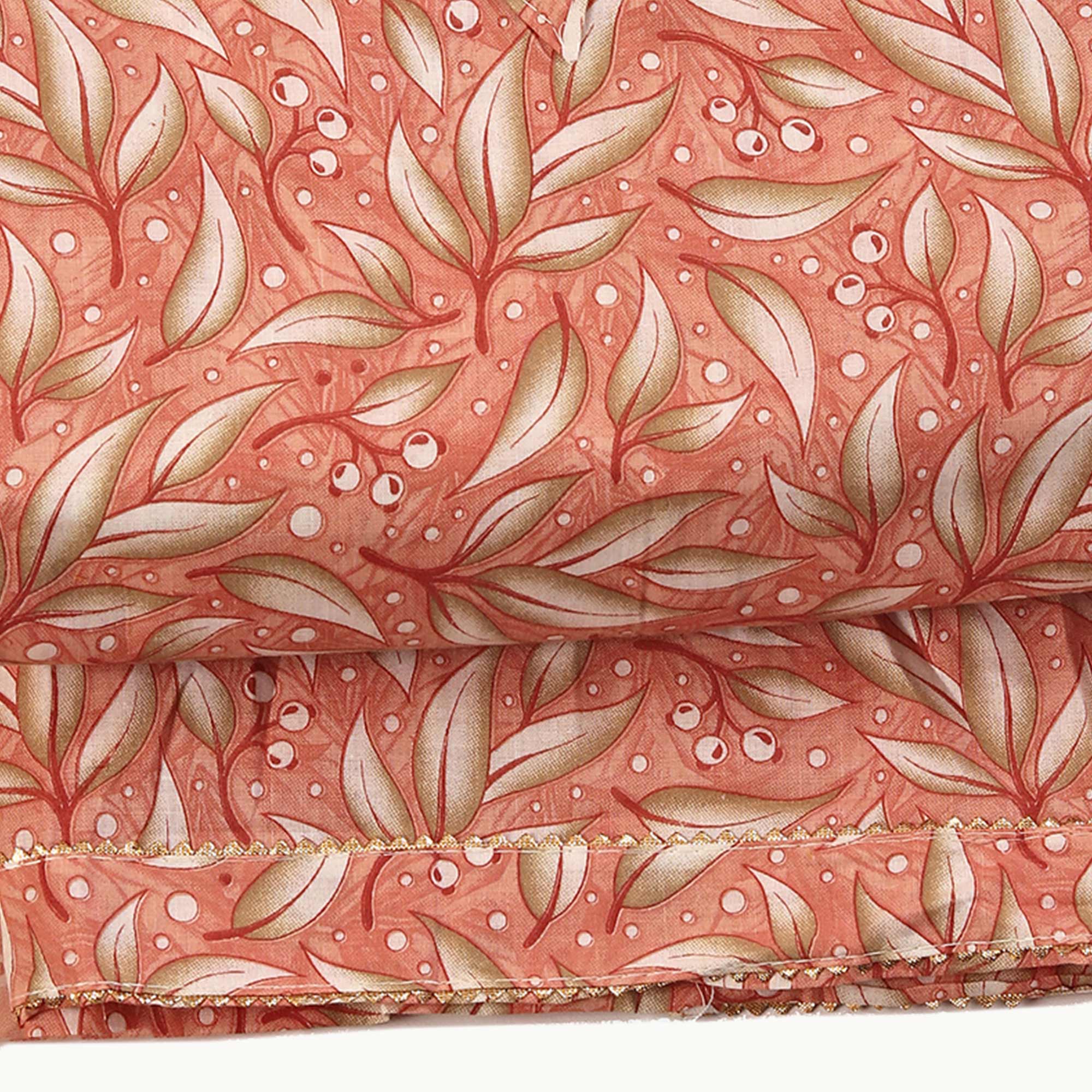 Pure Cotton Dress Material in Soothing Peach with Artistic Floral Prints