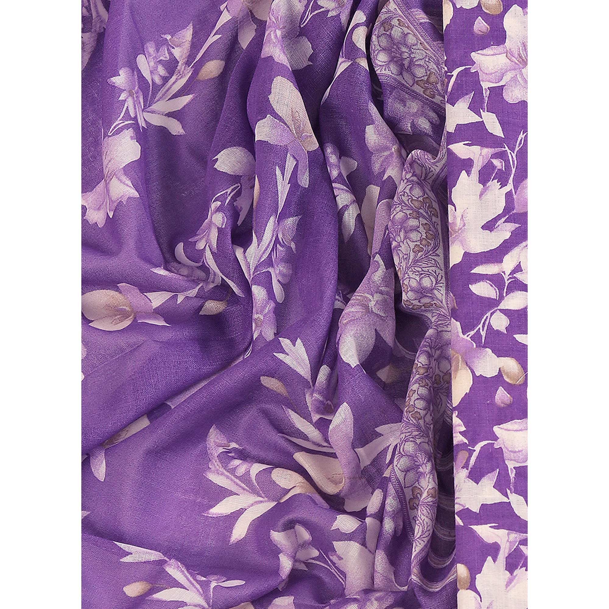 Lavender Floral Motif Printed Dress Material for Effortless Elegance
