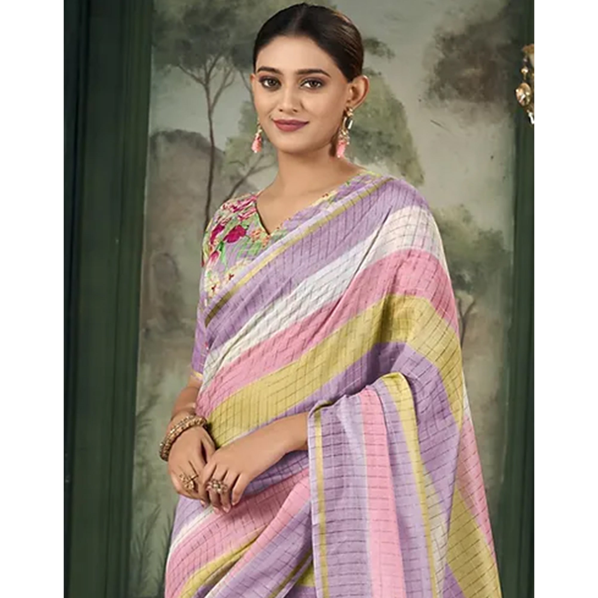 Purple Weaving Chanderi Saree
