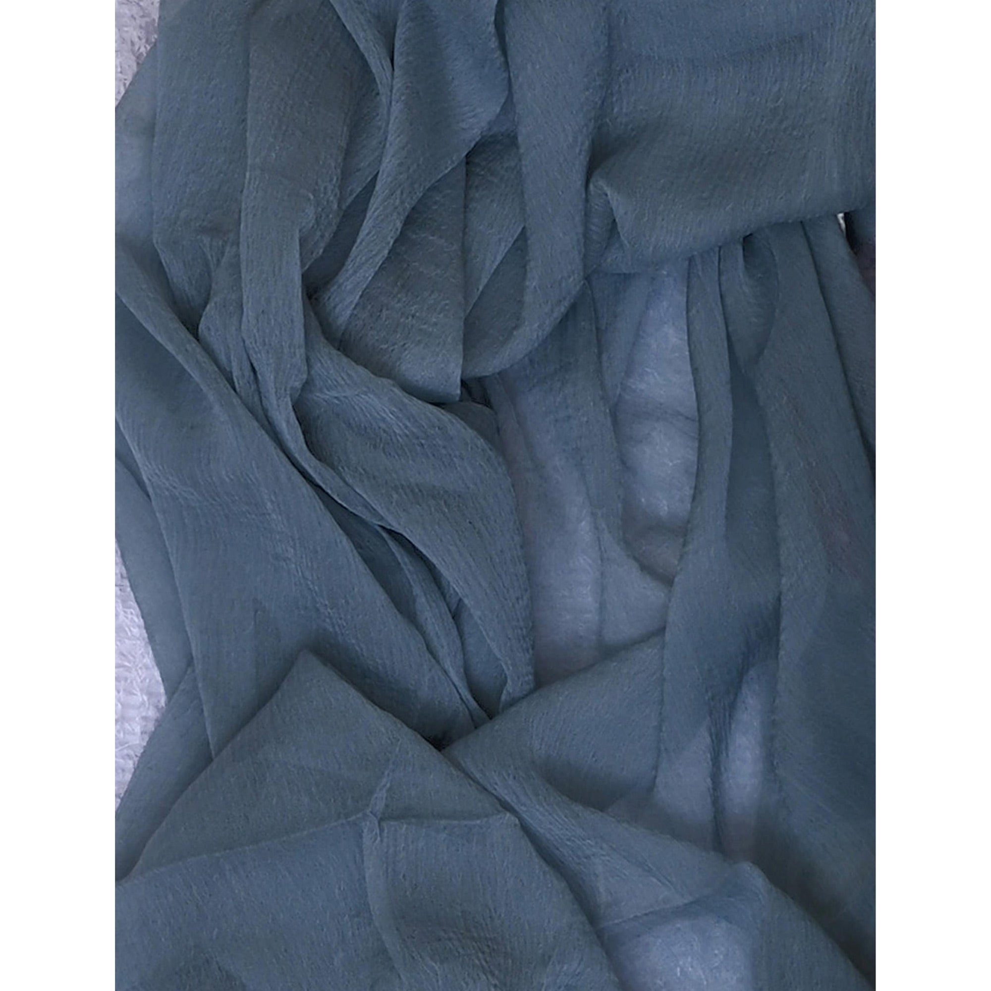 Grey Foil Printed With Sequins Embroidery Cotton Blend Dress Material