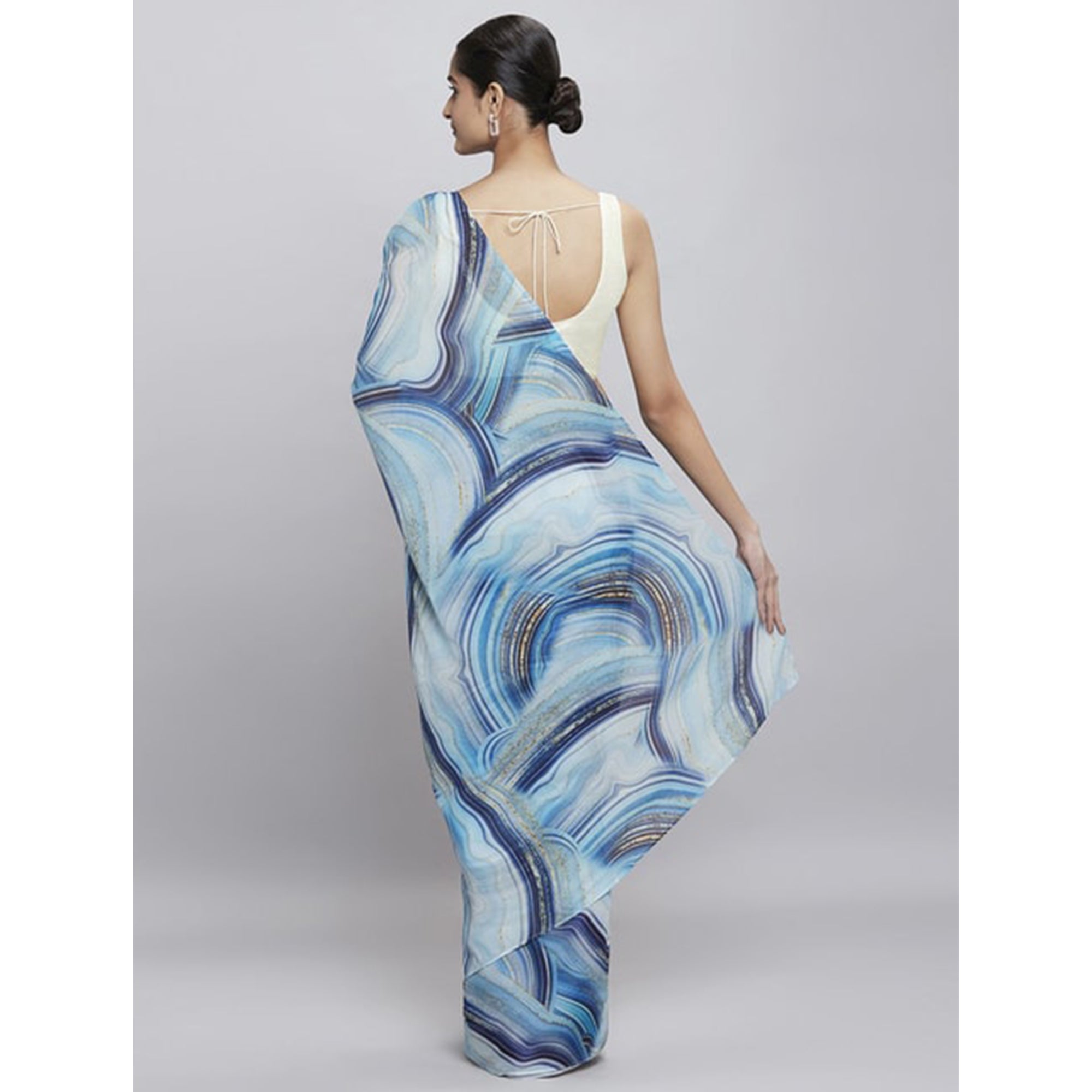 Sky Blue Digital Printed Georgette Saree