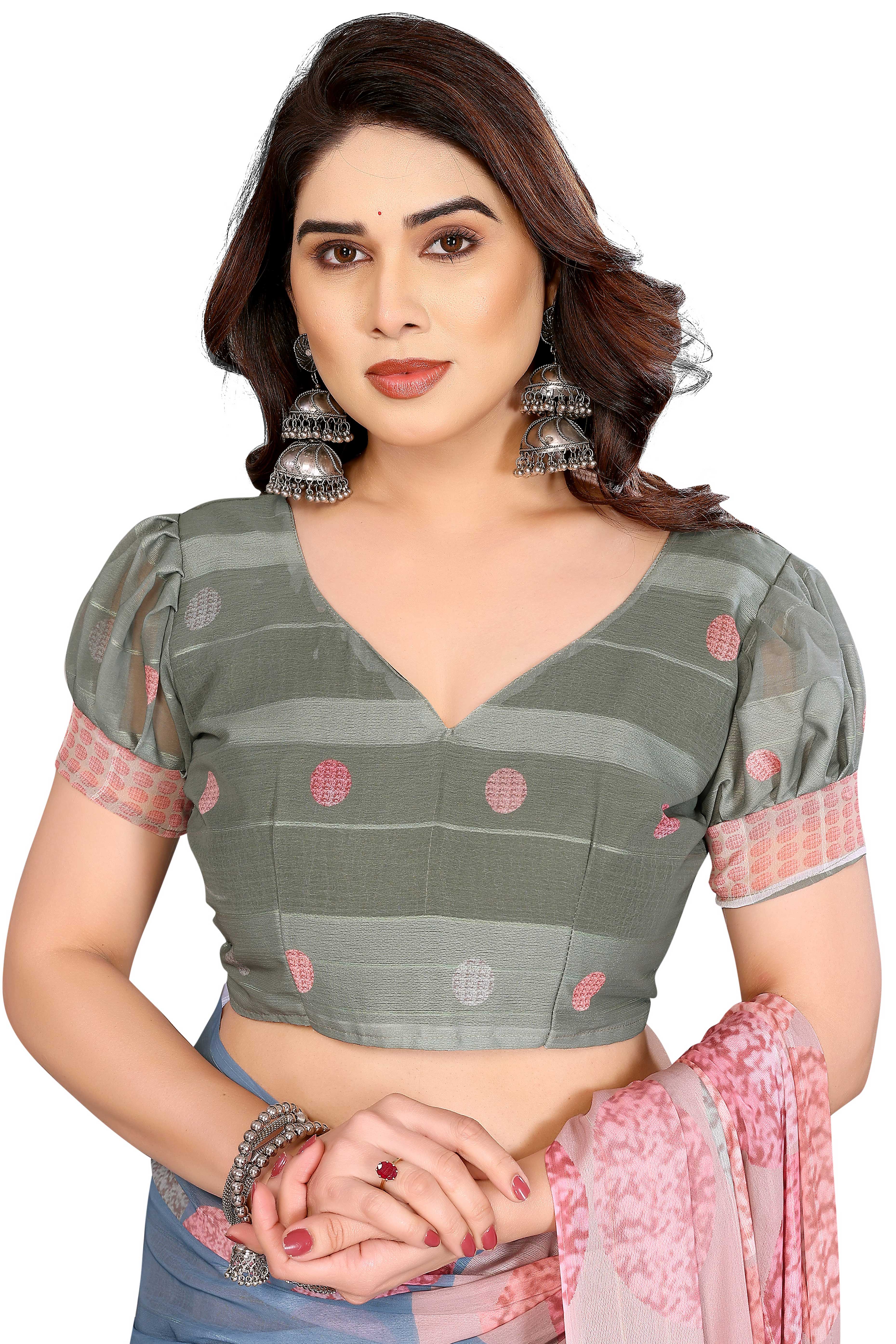 Luxury Multicolor Digital Print Georgette Saree With Subtle Zari Highlights & Vibrant Striped