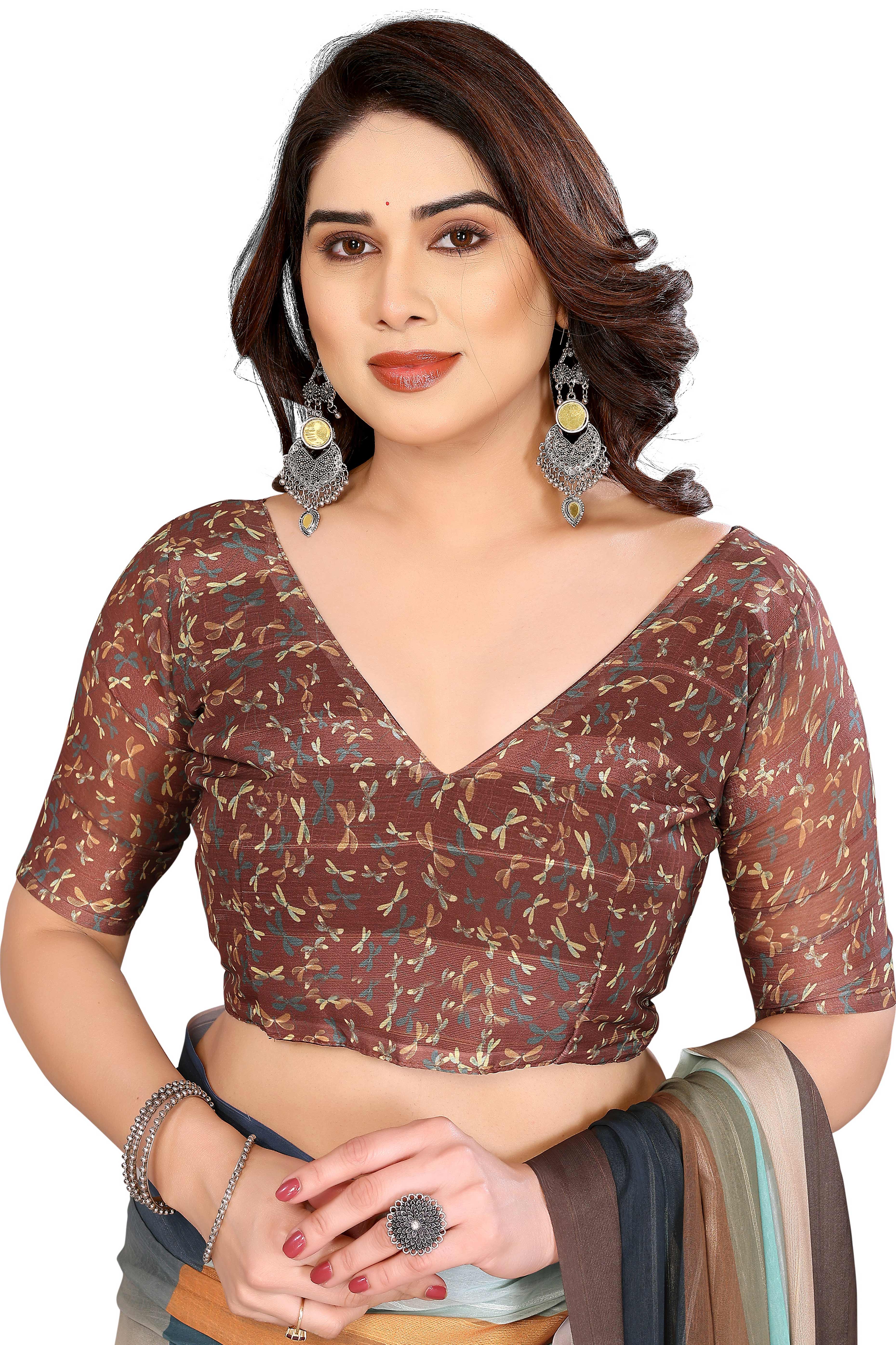 Luxury Multicolor Digital Print Georgette Saree With Subtle Zari Highlights & Vibrant Striped