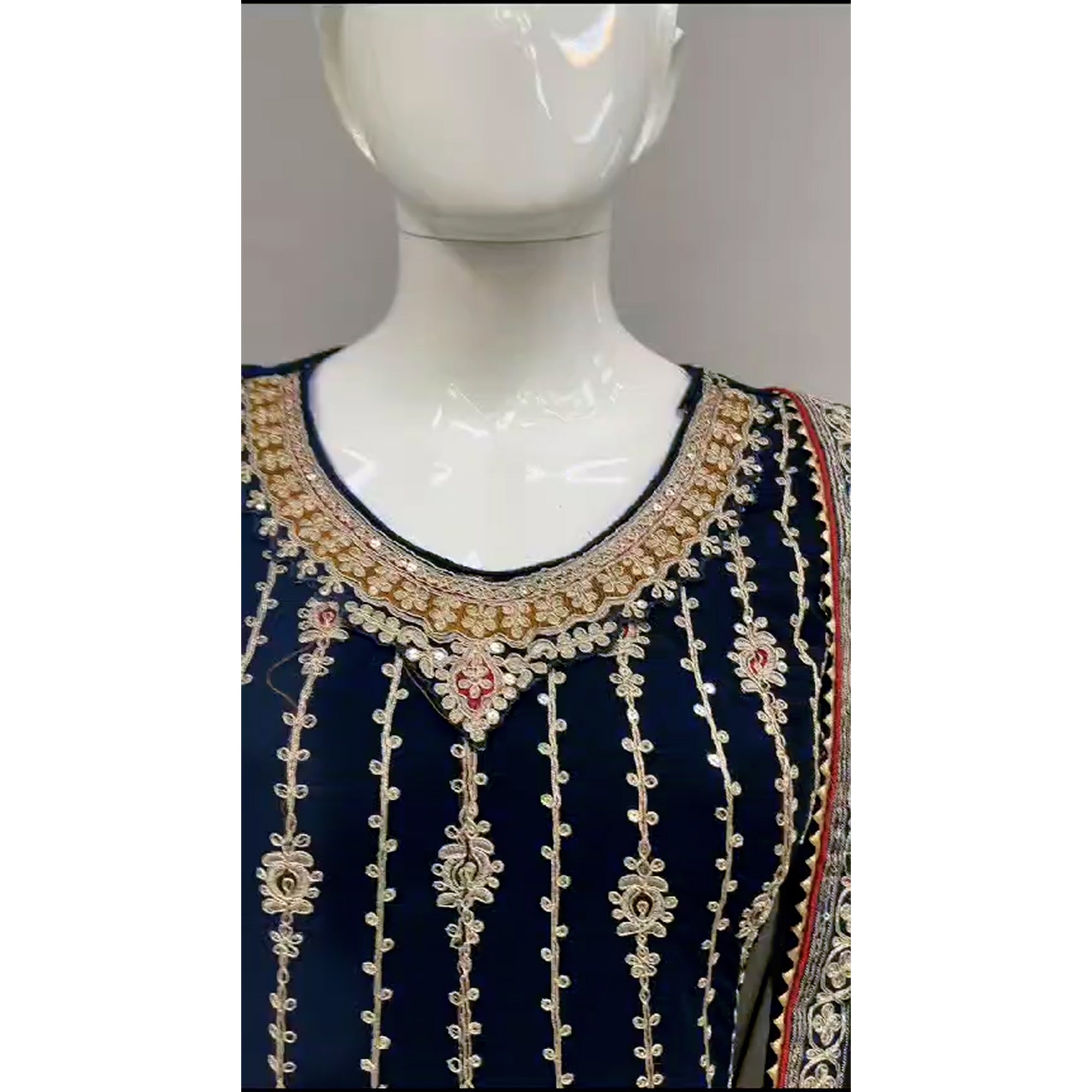 Blue Sequins Embroidered Georgette Semi Stitched Sharara Suit