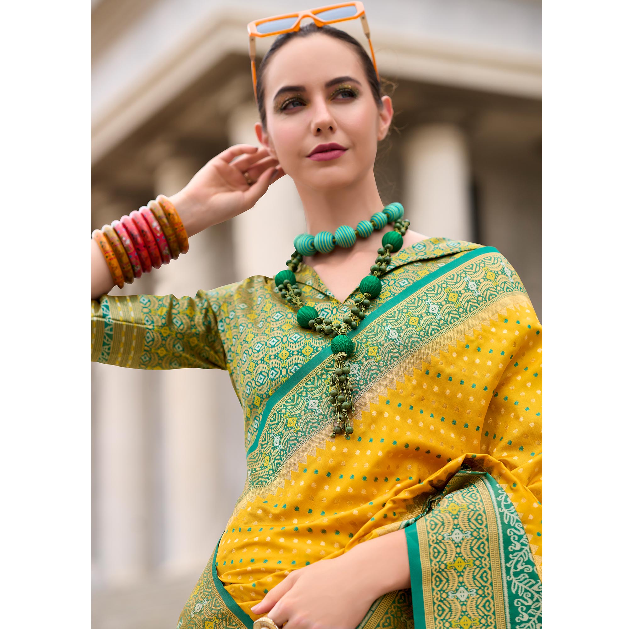 Yellow Zari Woven Banarasi Silk Saree