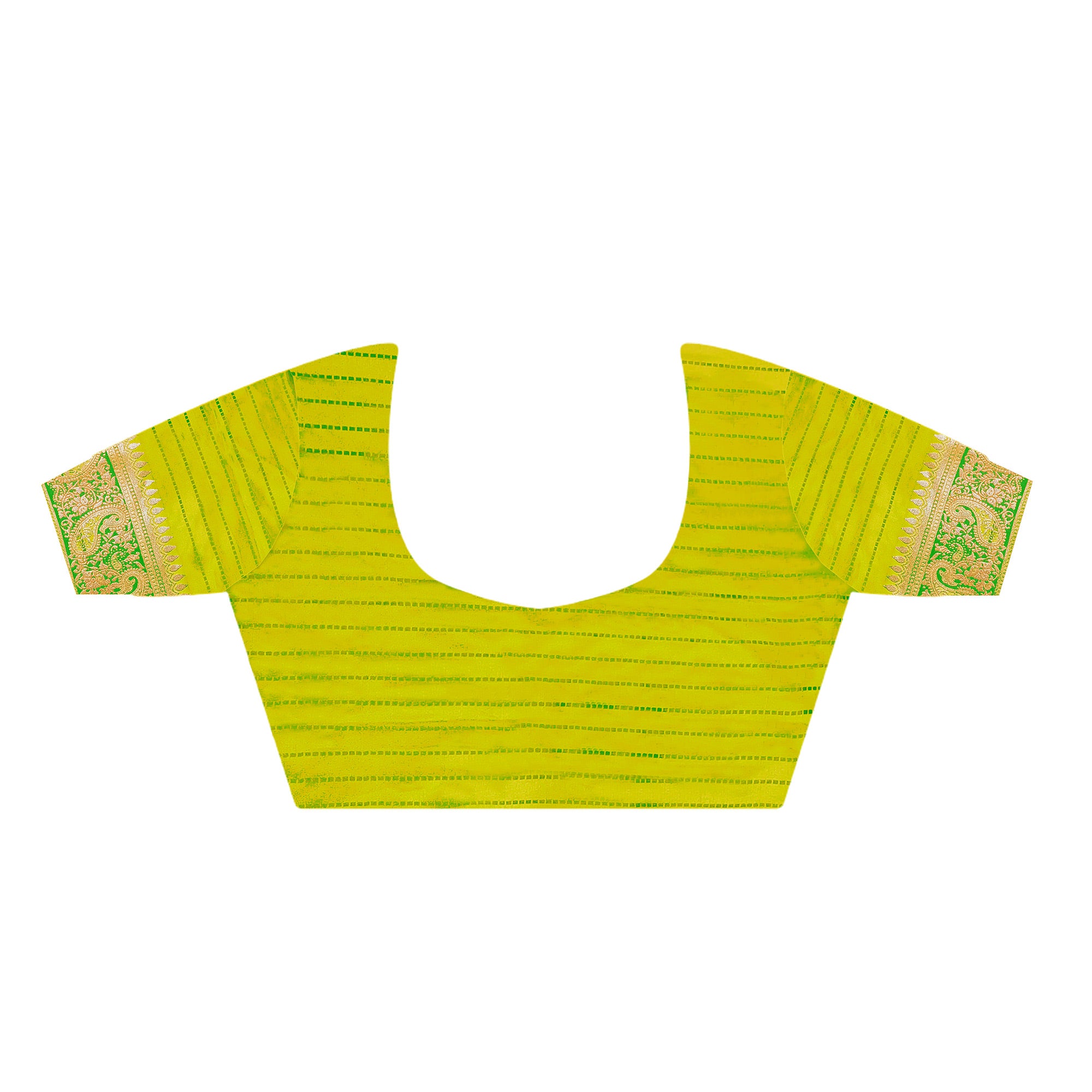 Green Woven Zari Border Satin Saree With Tassels