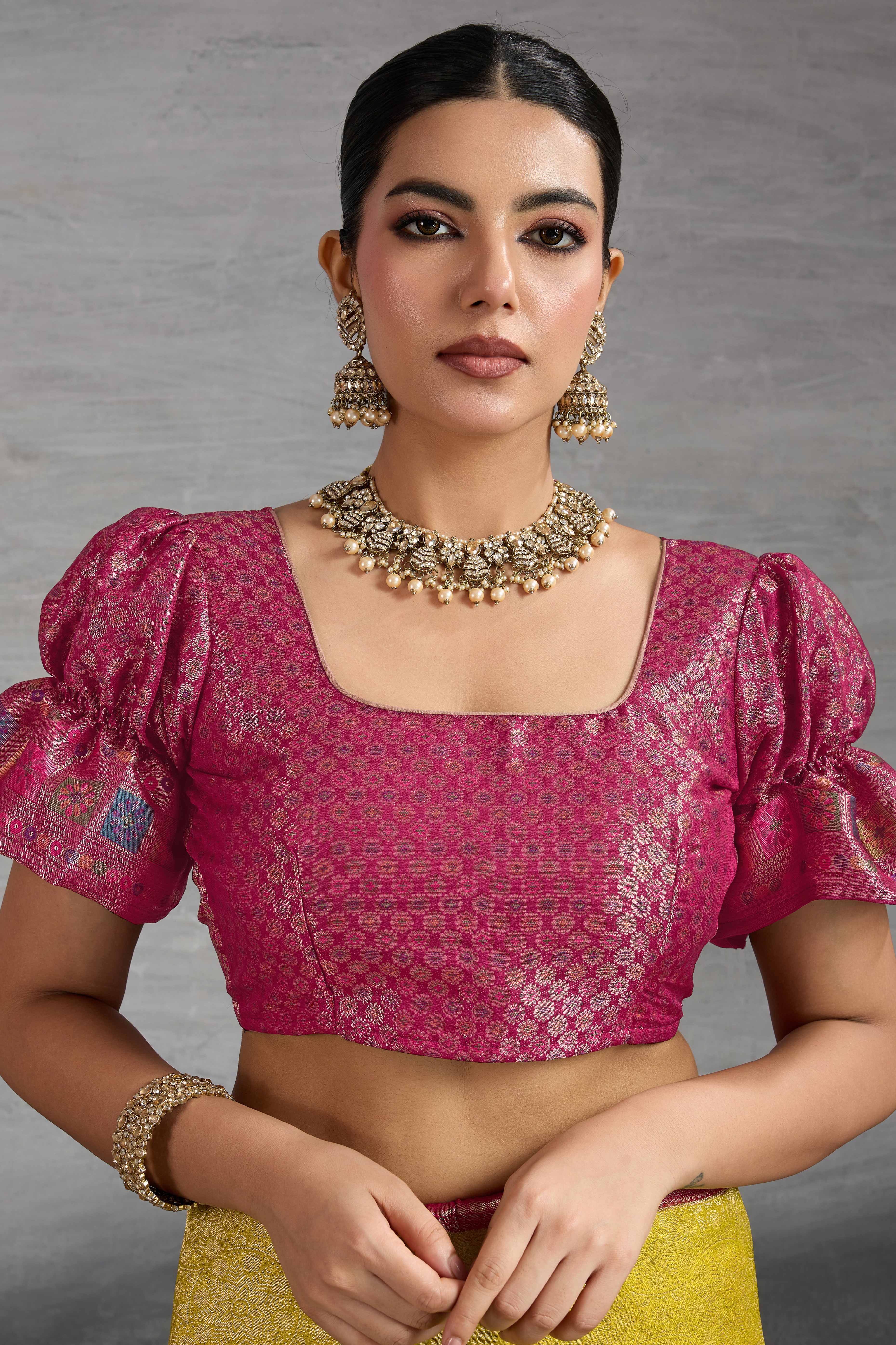 Lime Yellow Silk Kanjivaram Silk Saree Enhanced With Meenakari Weaving Borders