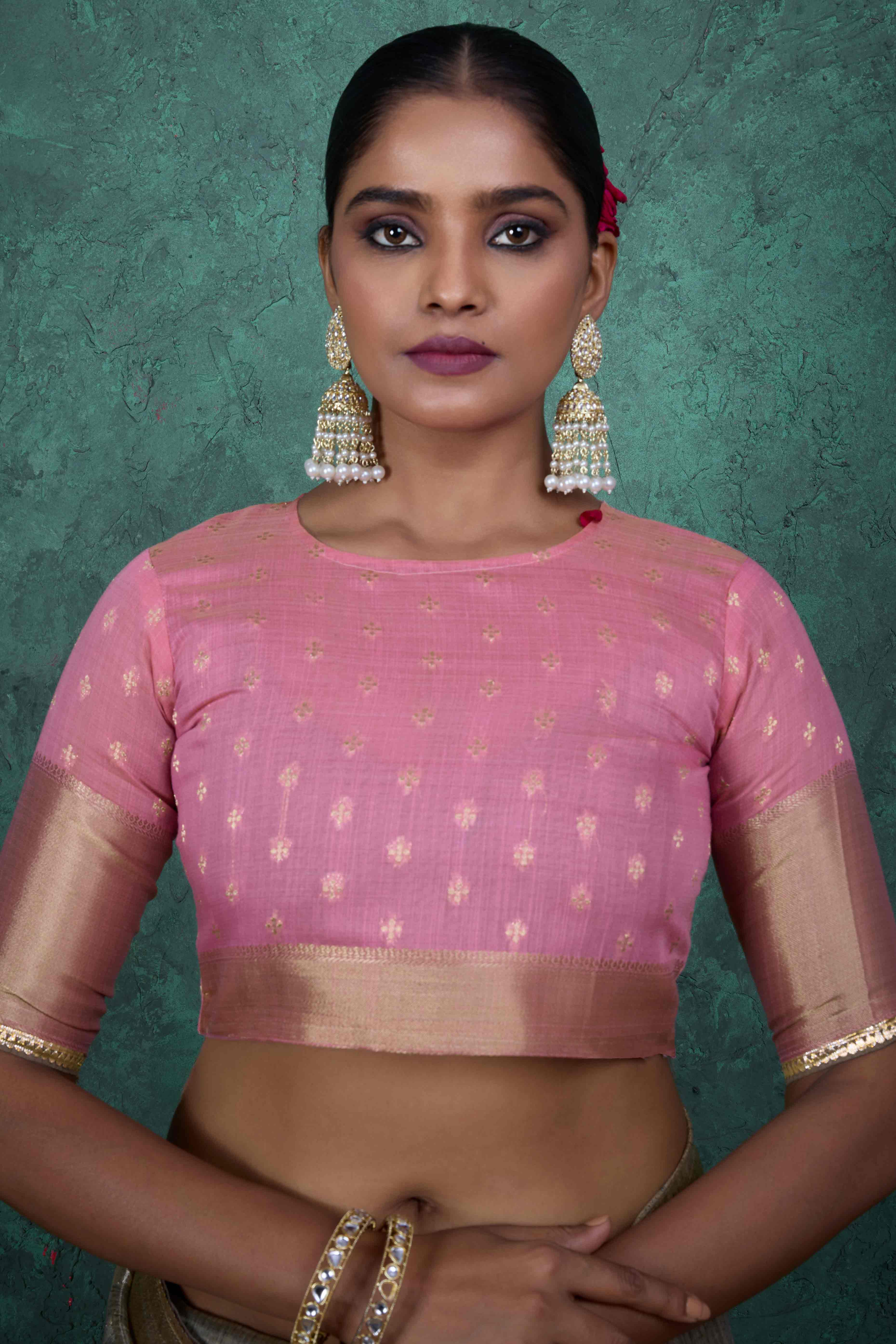 Mint Green Ethnic Cotton Blend Saree with Shimmering Zari Butti Weaves