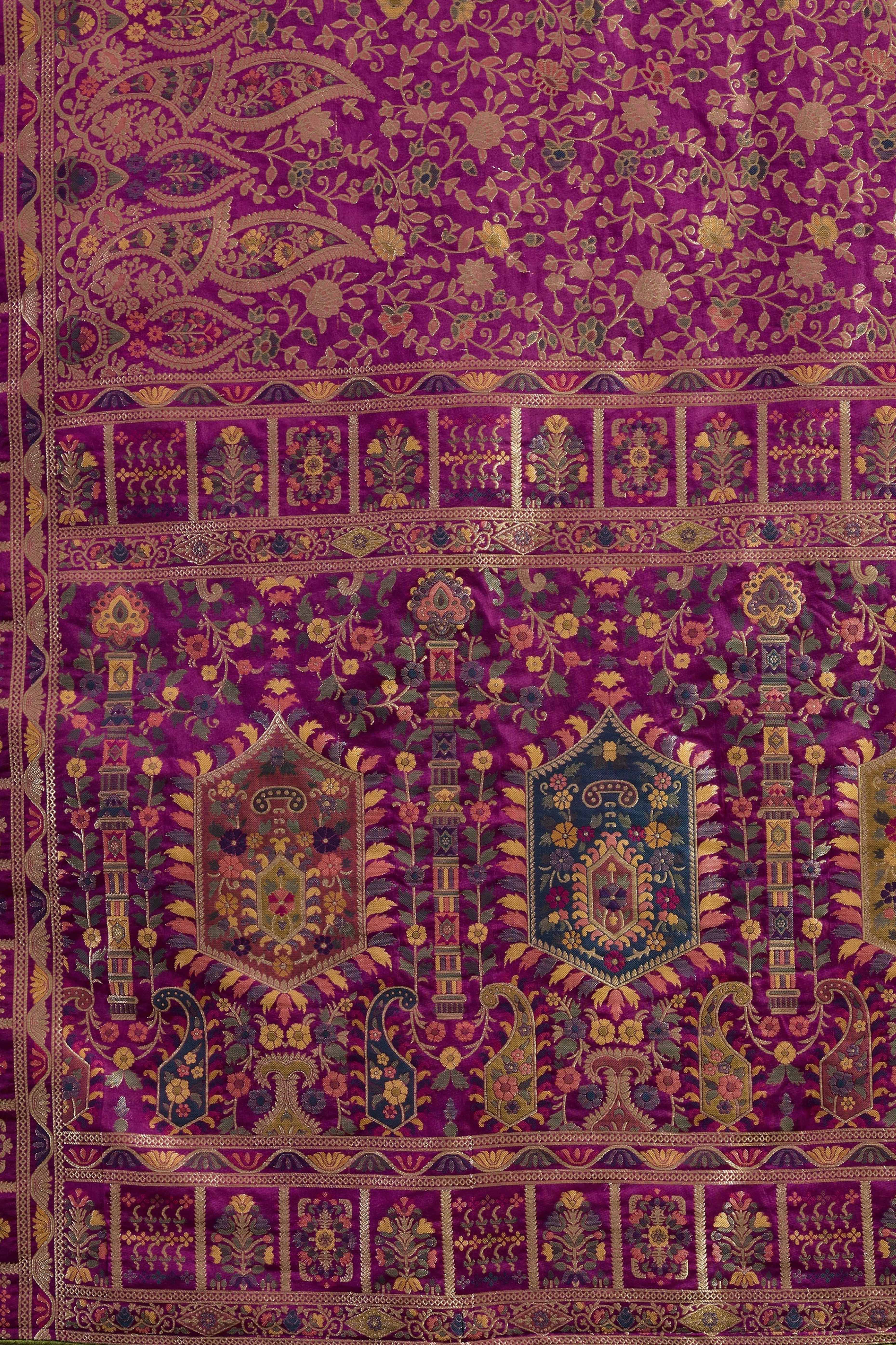 Purple Traditional Pure Silk Saree Highlighted with Luxurious Meenakari Zari Weaving Accents