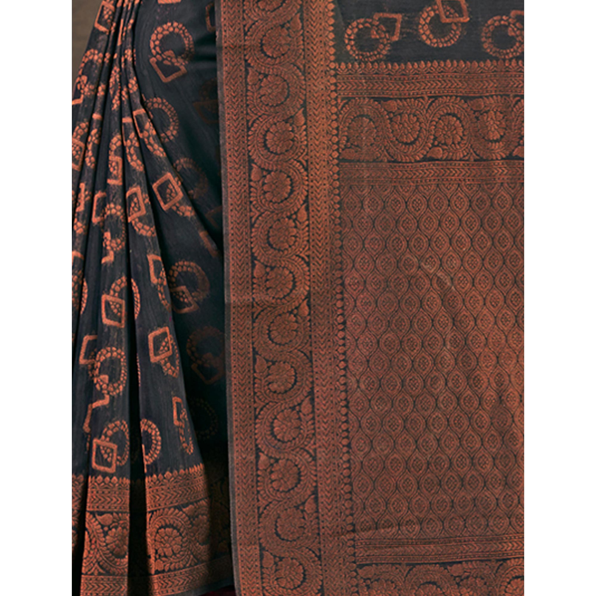 Black Woven Cotton Silk Saree