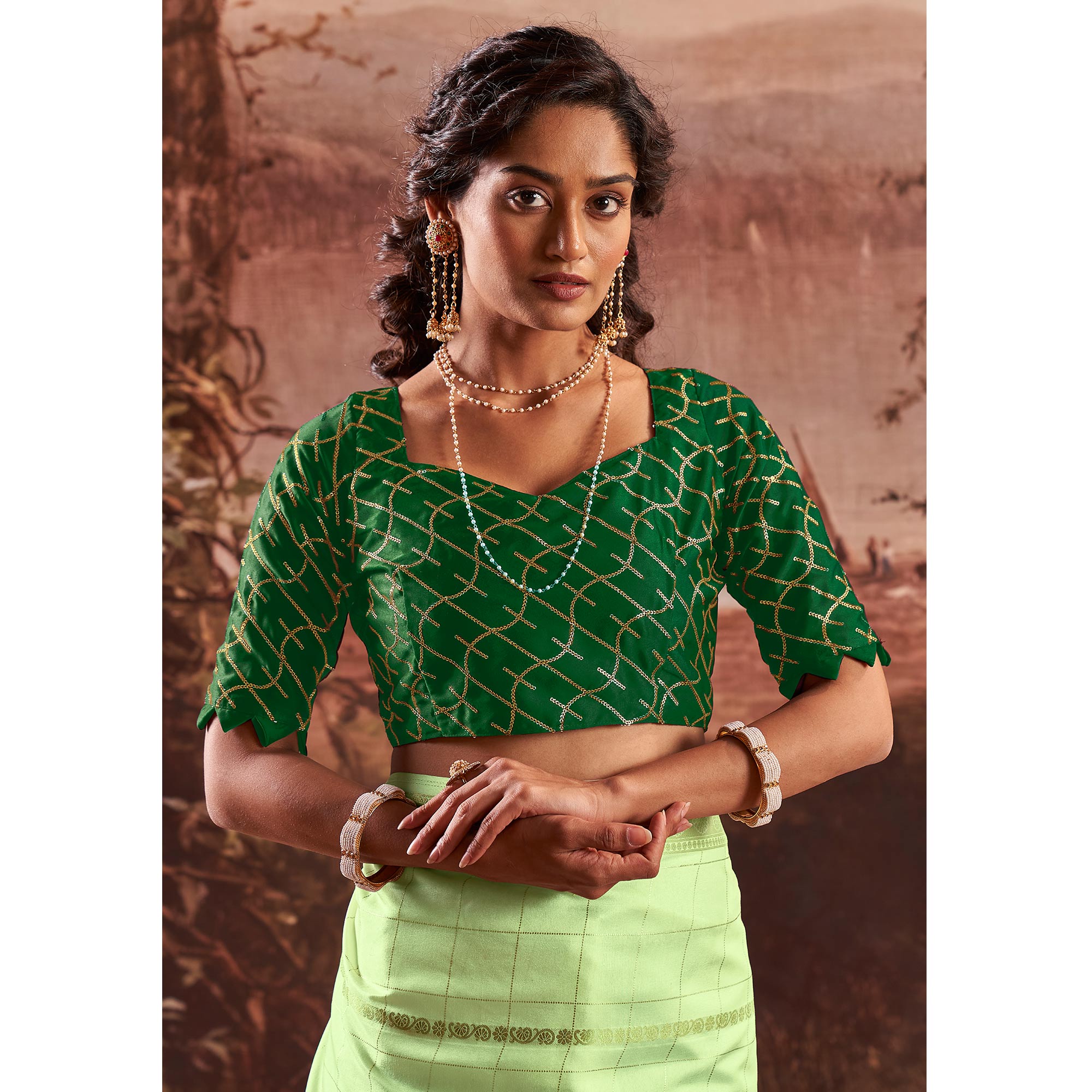 Green Woven Cotton Silk Saree
