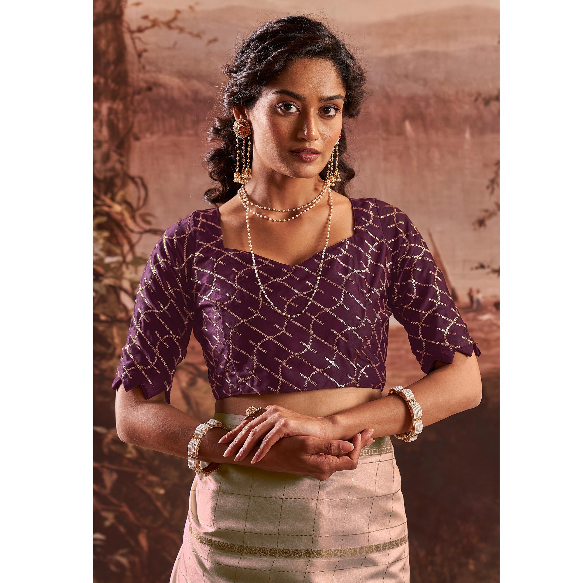 Beige Woven Cotton Silk Saree