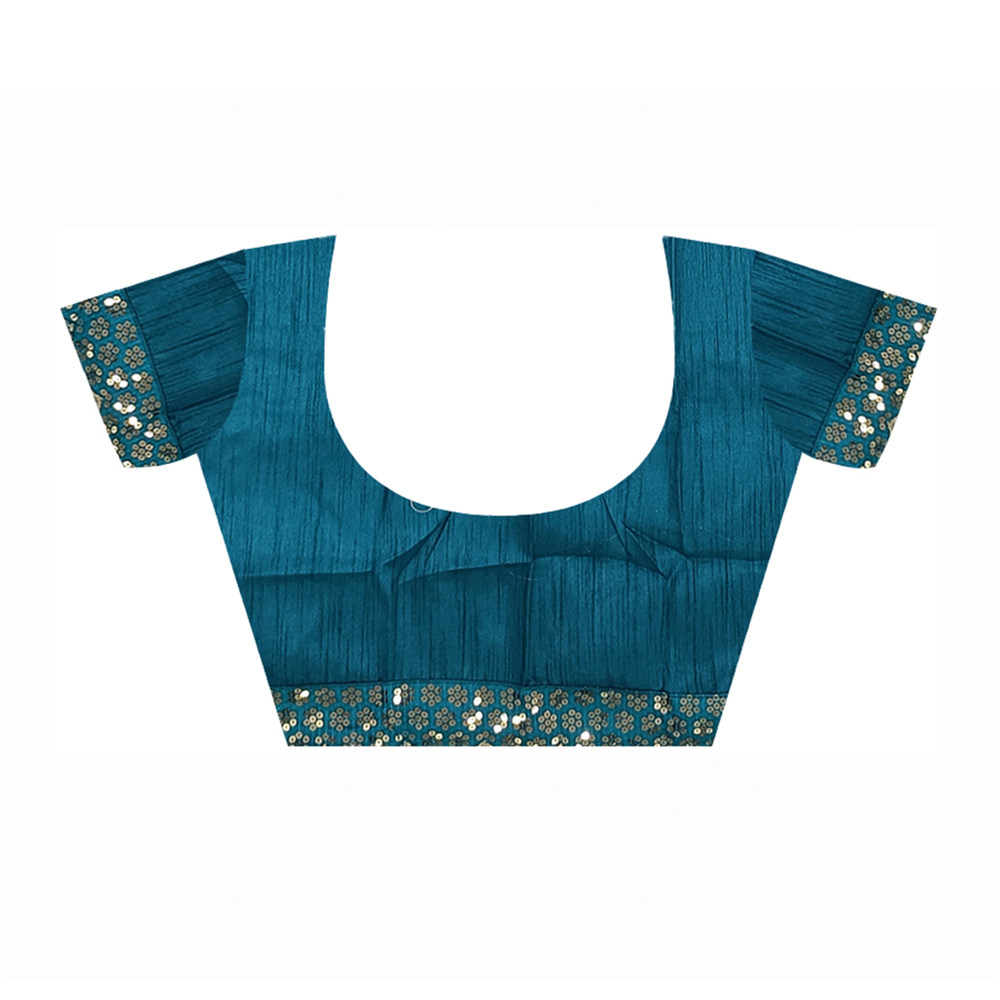 Blue Foil Printed Chiffon Saree With Embroidered Border