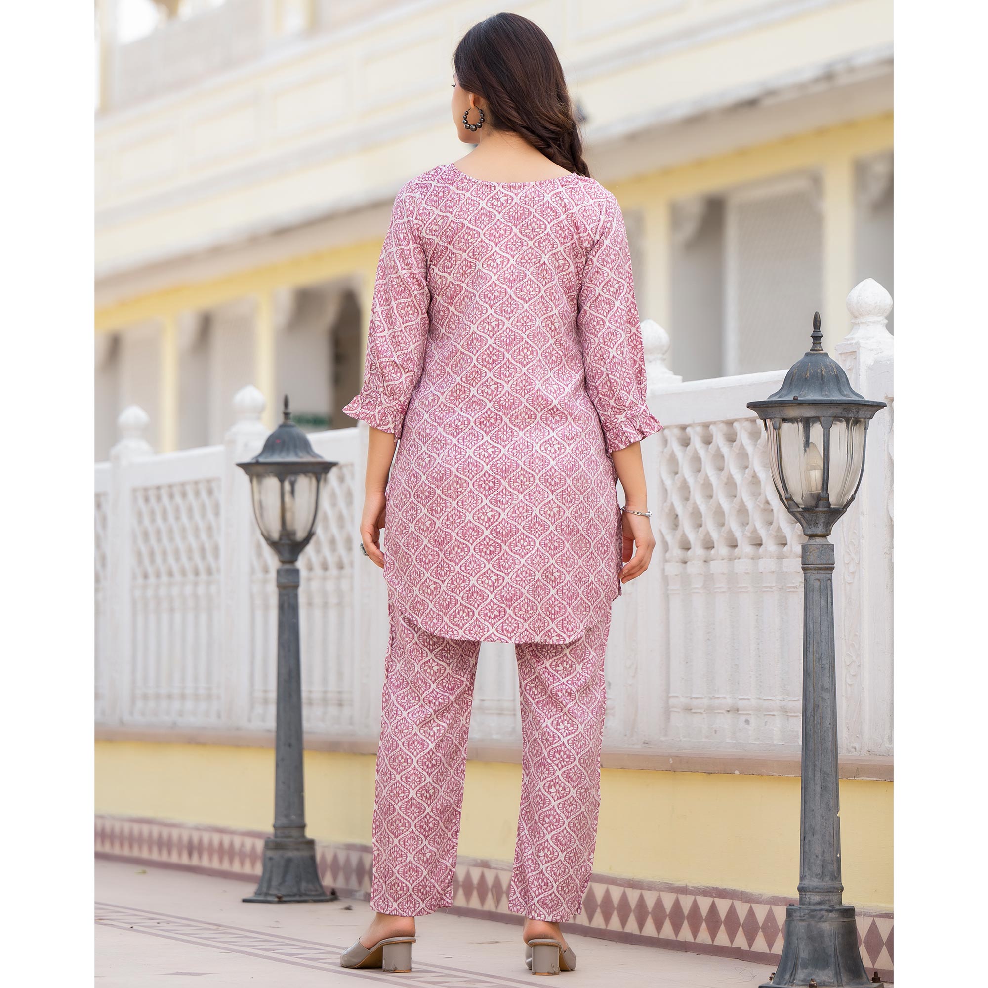 Pale Purple Floral Printed Rayon Co-Ord Set